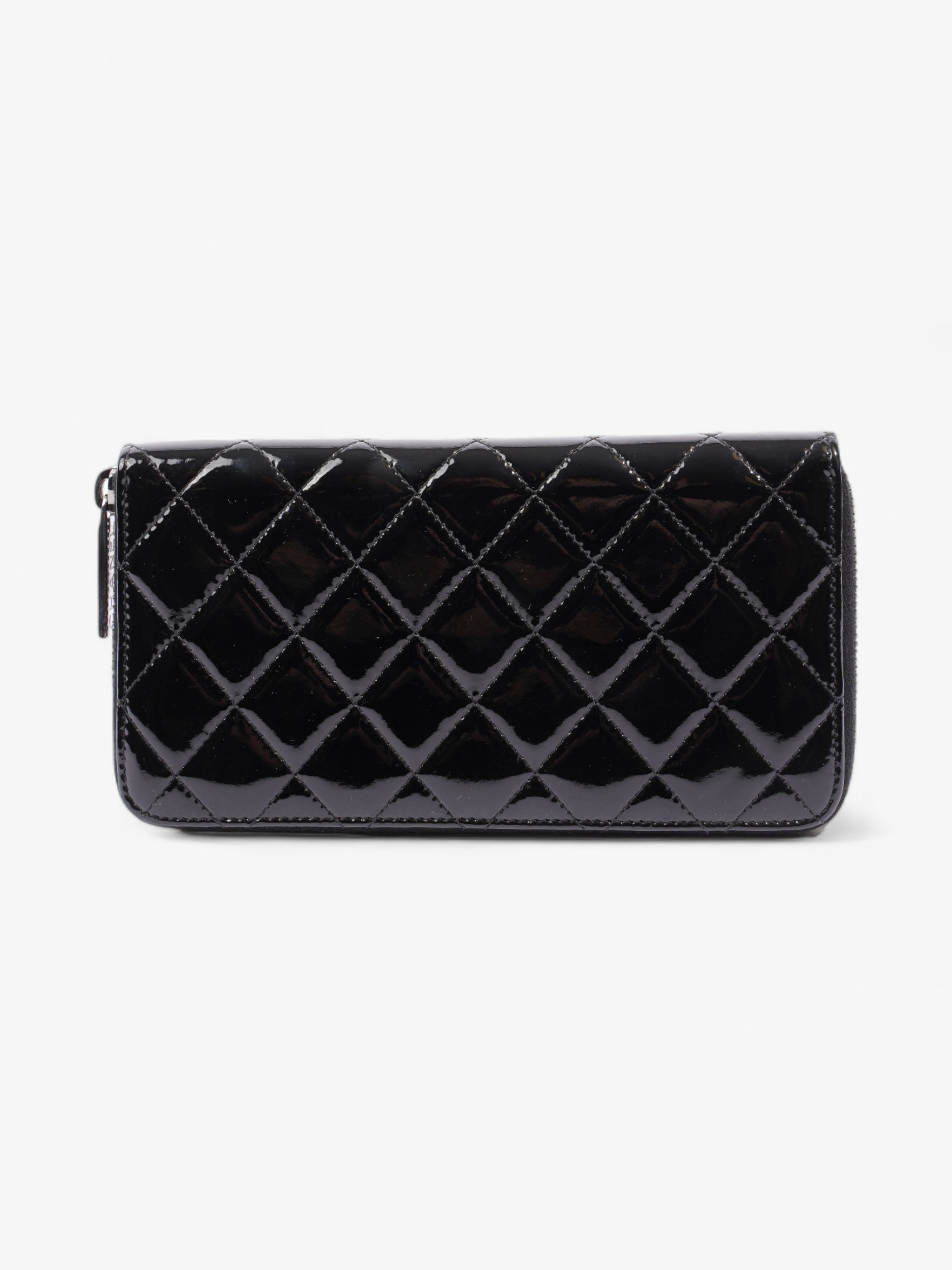 Chanel Brilliant Zip Around Wallet Black Patent Leather
