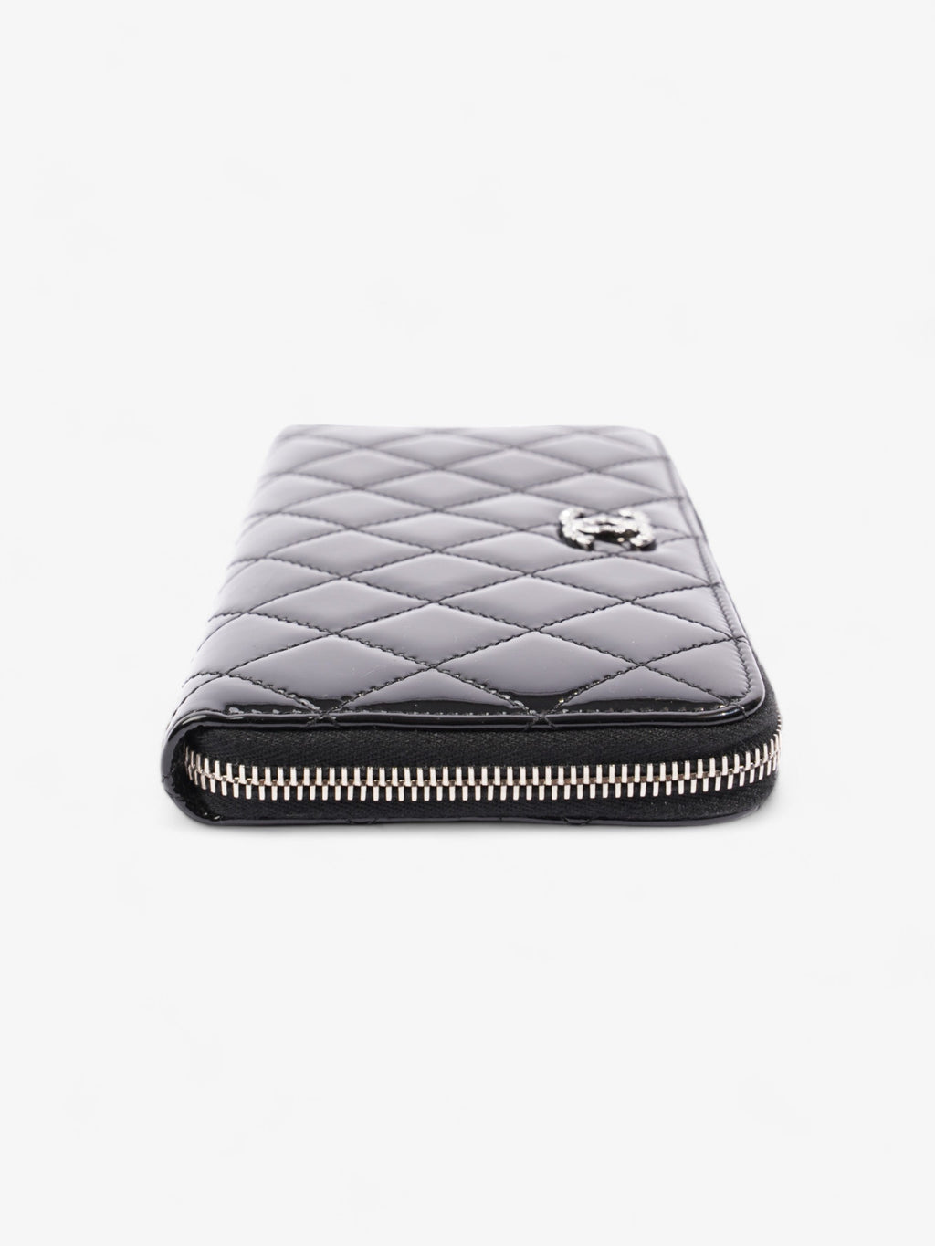 Chanel Brilliant Zip Around Wallet Black Patent Leather