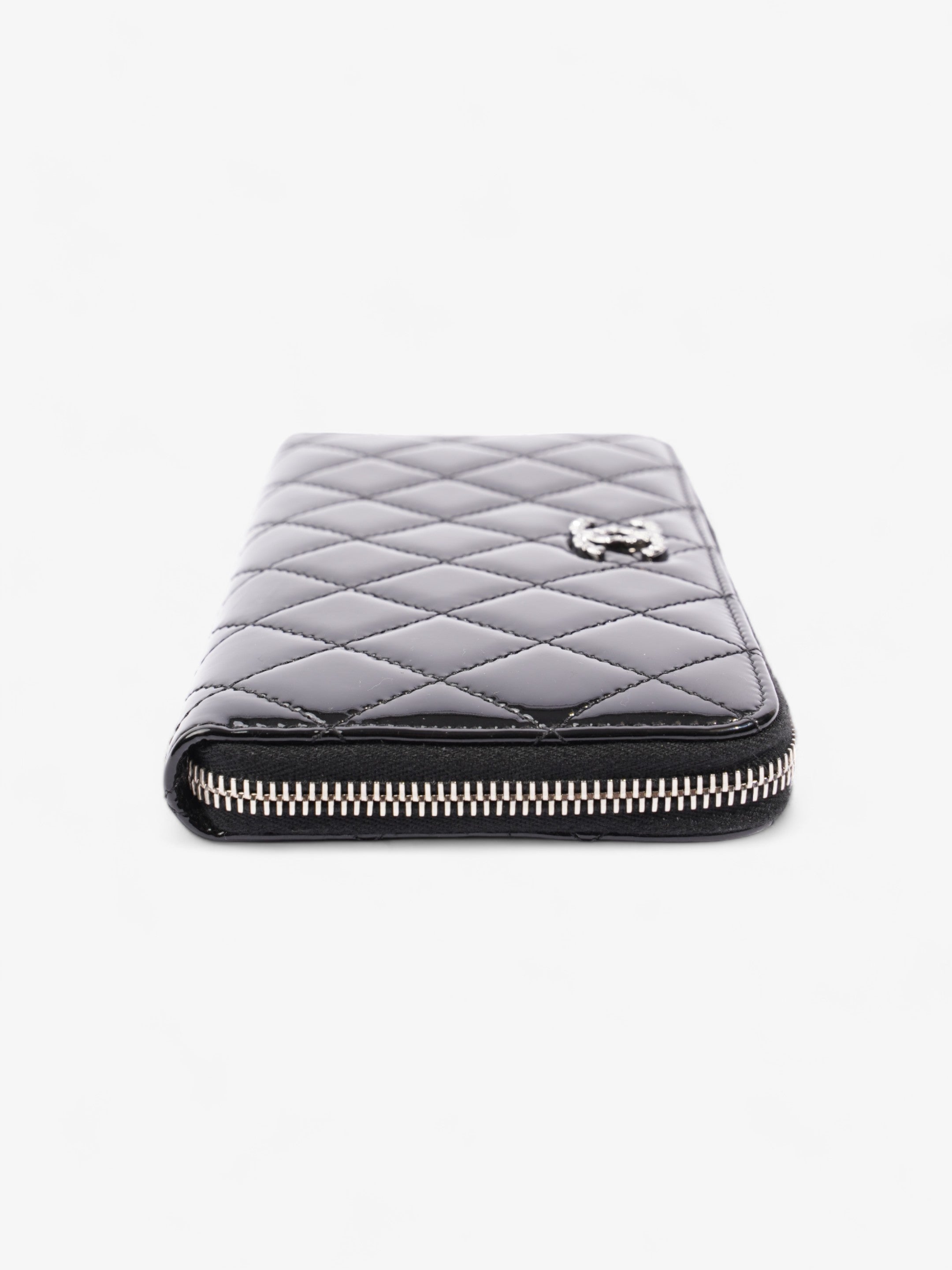 Chanel Brilliant Zip Around Wallet Black Patent Leather