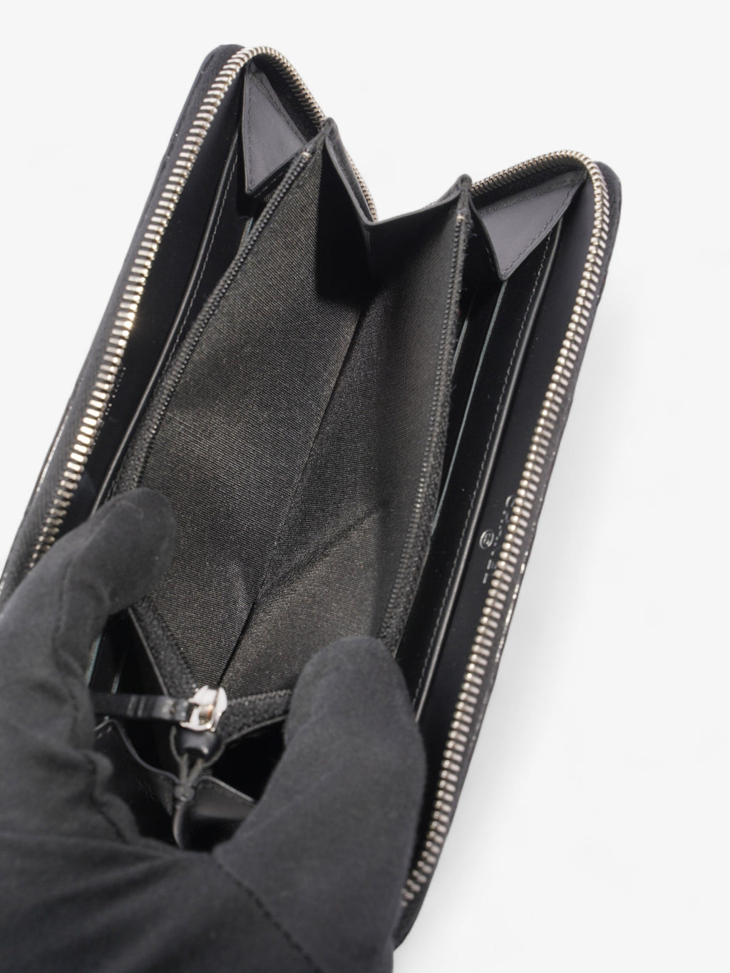 Chanel Brilliant Zip Around Wallet Black Patent Leather