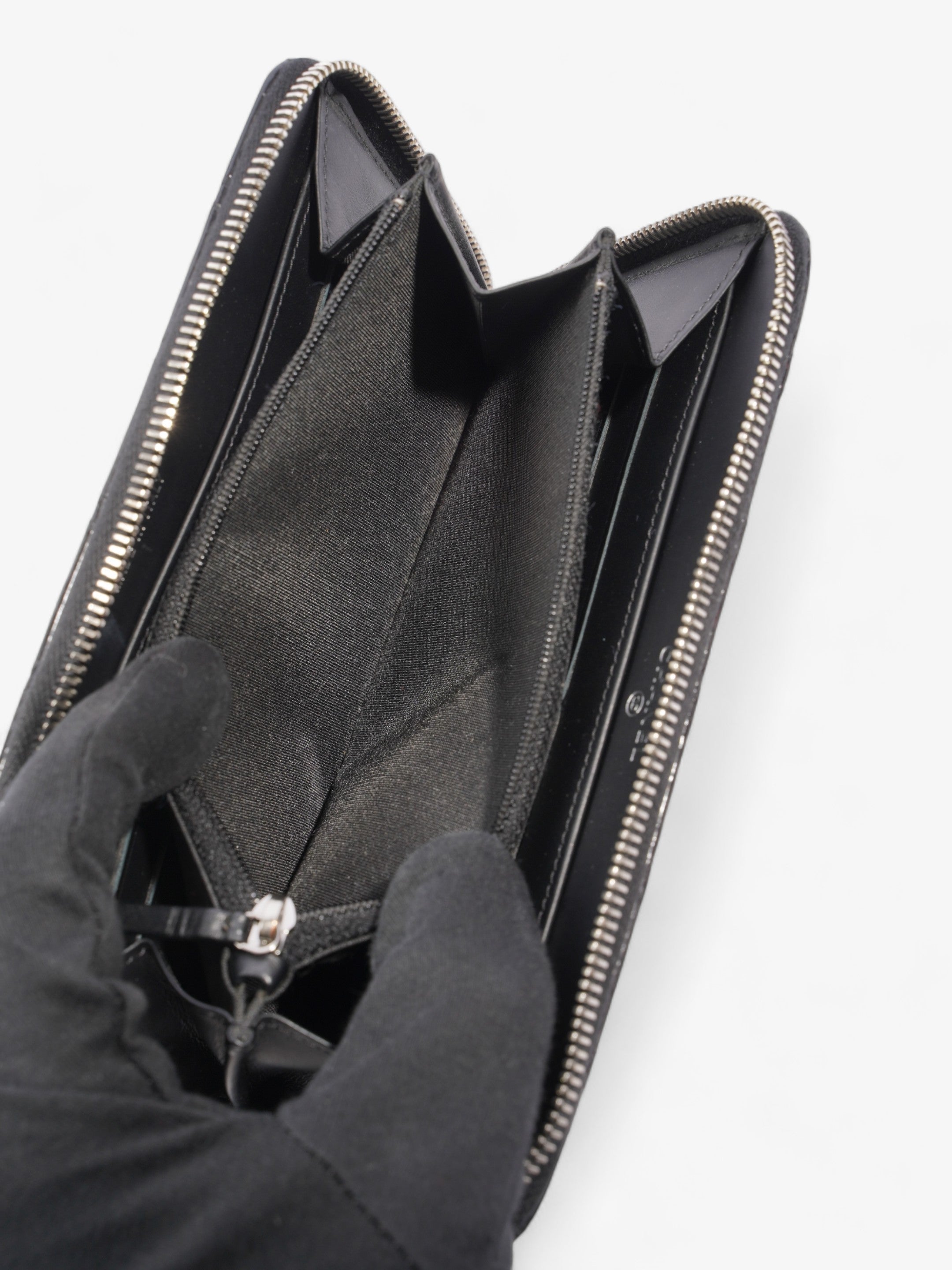 Chanel Brilliant Zip Around Wallet Black Patent Leather