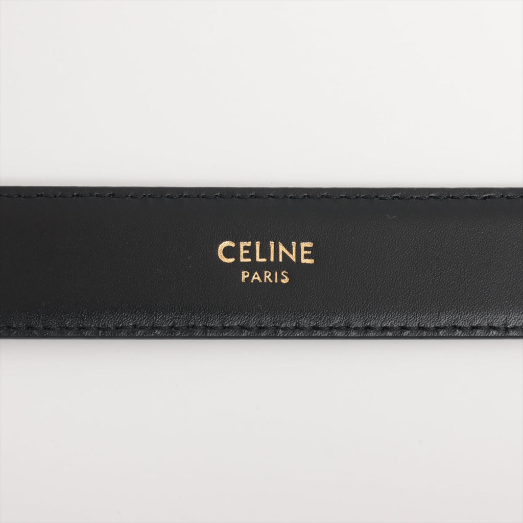 Celine Medium Triomphe Black Leather Belt Size 70