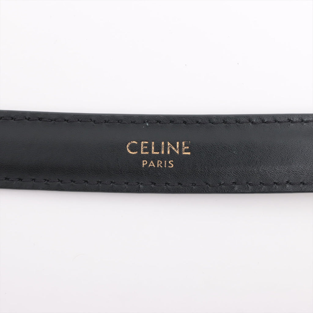 Celine Small Triomphe Black Leather Belt Size 70