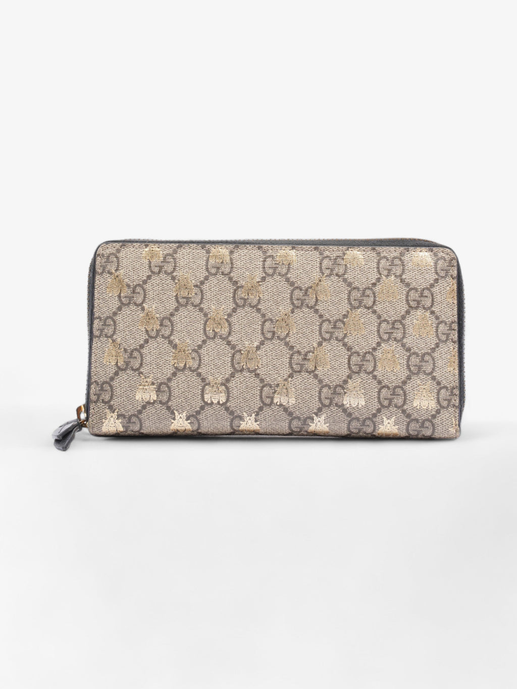 Gucci GG Supreme Zip Around Wallet Supreme / Gold Coated Canvas