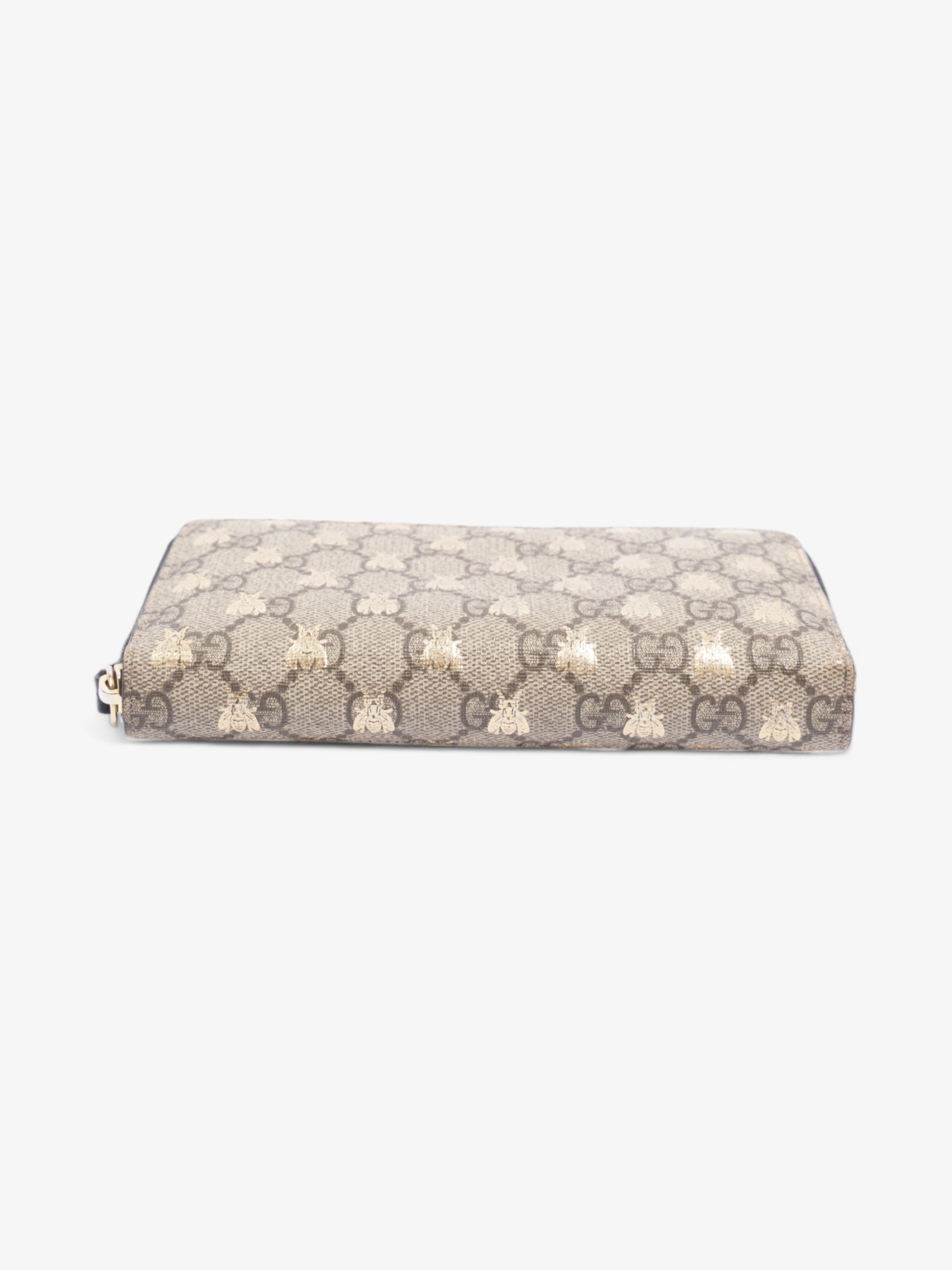 Gucci GG Supreme Zip Around Wallet Supreme / Gold Coated Canvas