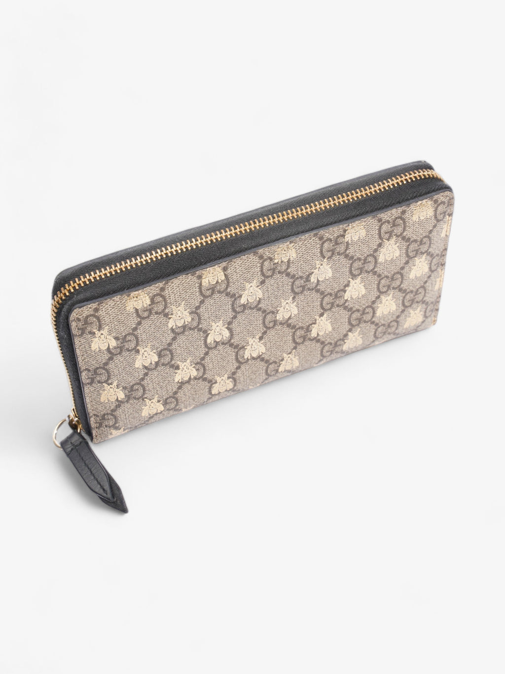 Gucci GG Supreme Zip Around Wallet Supreme / Gold Coated Canvas