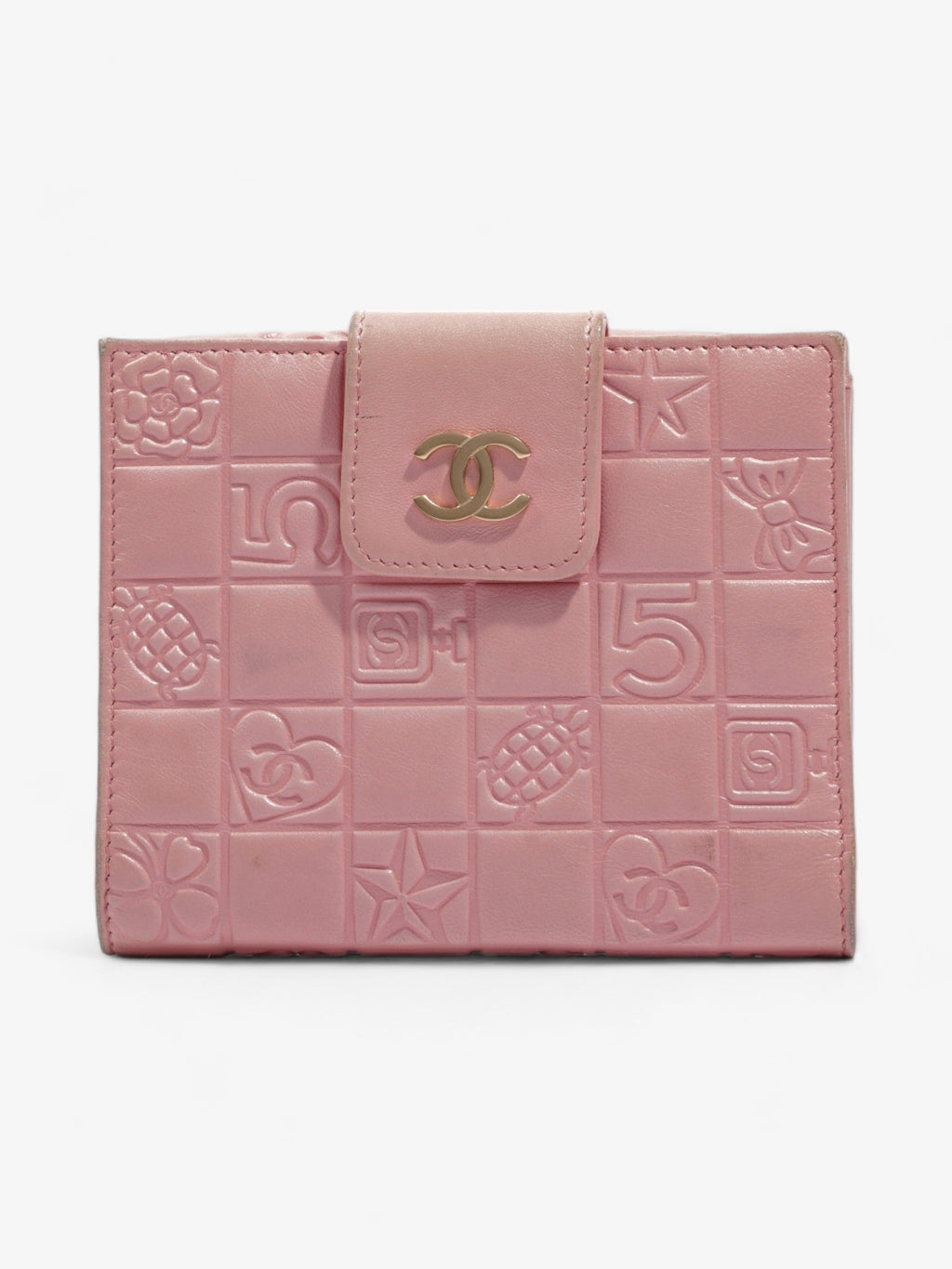 Chanel Choco Bar No.5 Bifold Wallet Pink Lambskin Leather