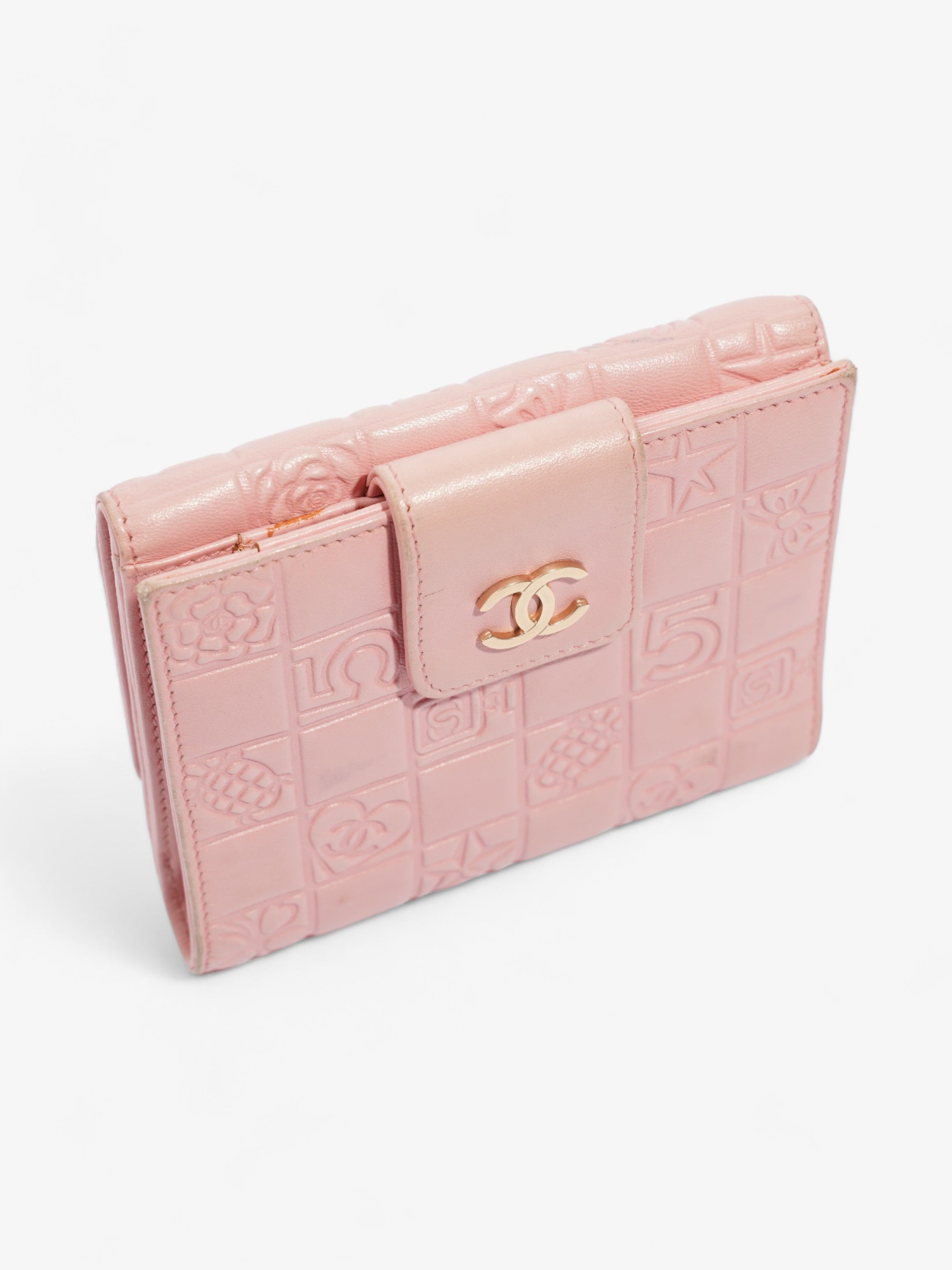 Chanel Choco Bar No.5 Bifold Wallet Pink Lambskin Leather