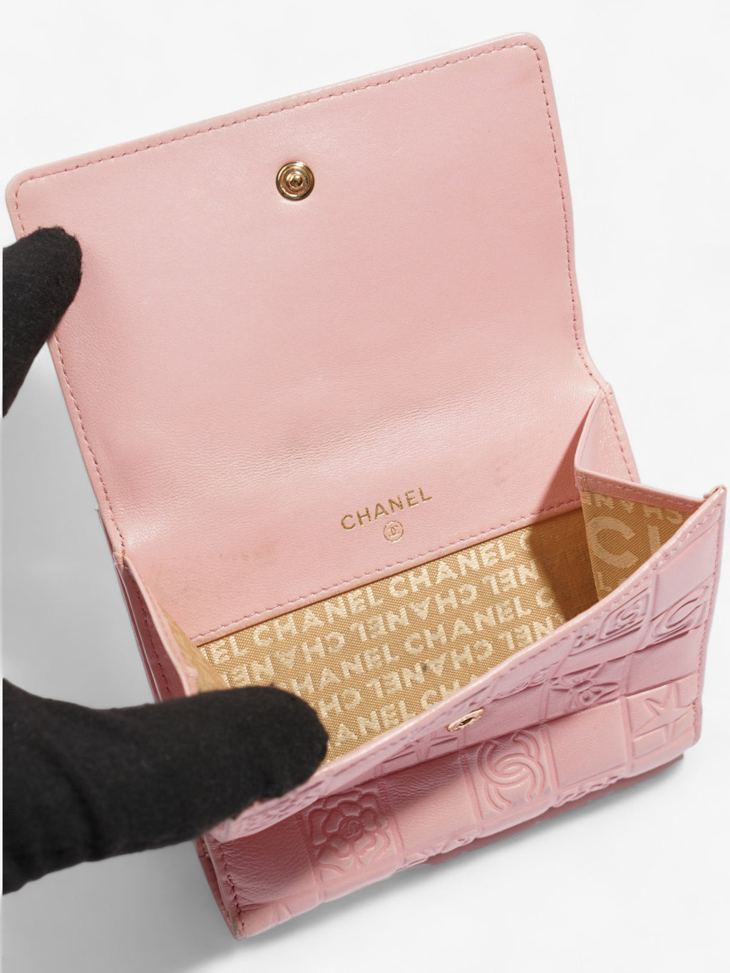 Chanel Choco Bar No.5 Bifold Wallet Pink Lambskin Leather