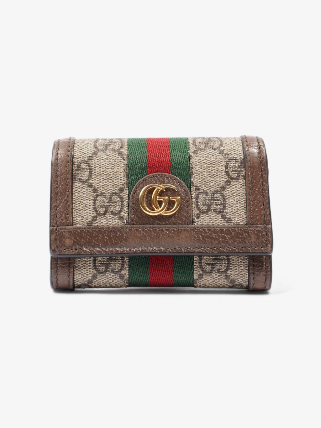 Gucci Ophidia GG French Flap Wallet GG Supreme / Red / Green Coated Canvas