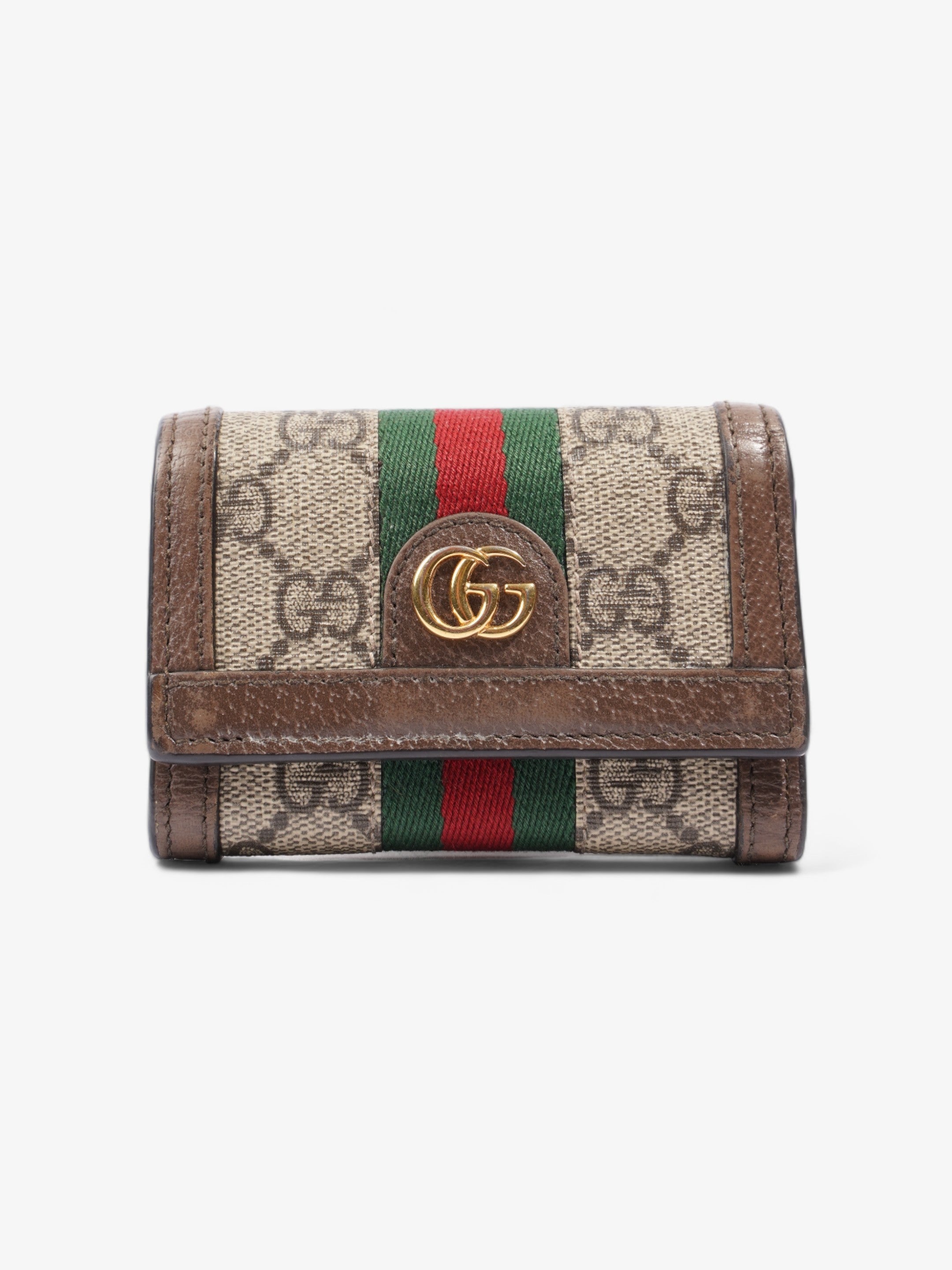Gucci Ophidia GG French Flap Wallet GG Supreme / Red / Green Coated Canvas