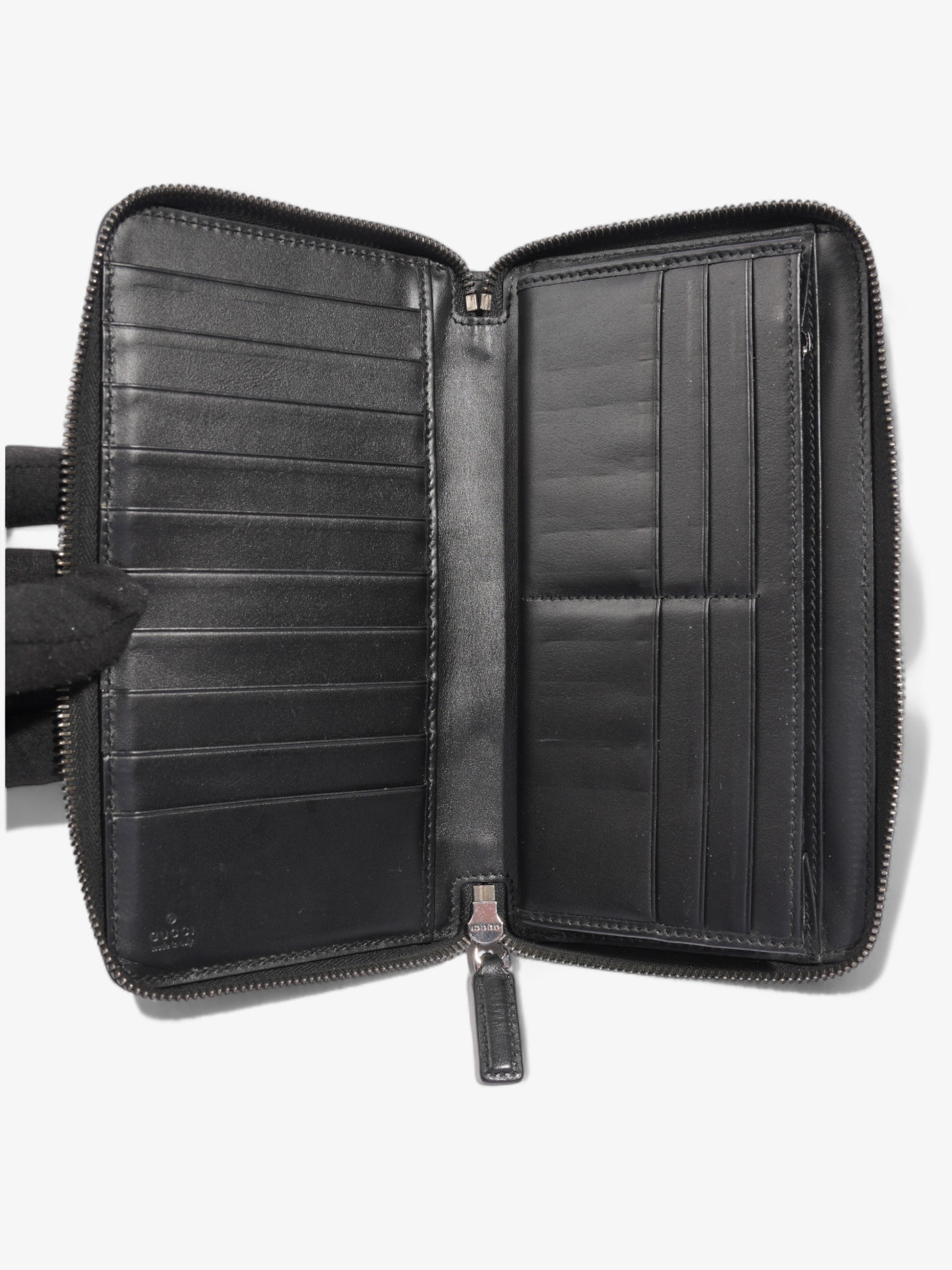 Gucci Guccissima Zip Around Wallet Black Leather