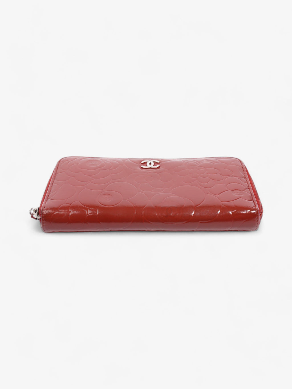 Chanel Camelia Zip Round Wallet Red Leather