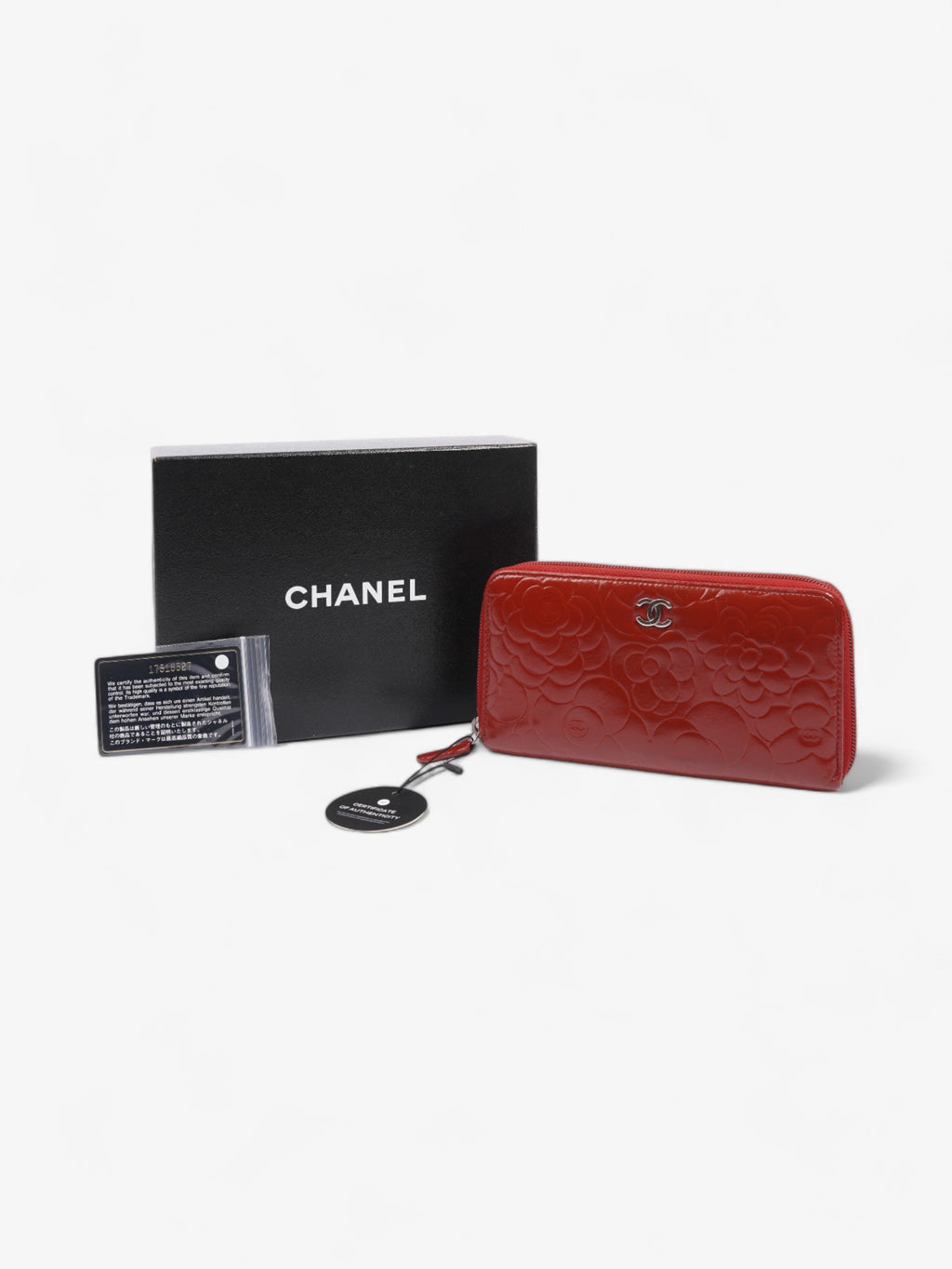 Chanel Camelia Zip Round Wallet Red Leather