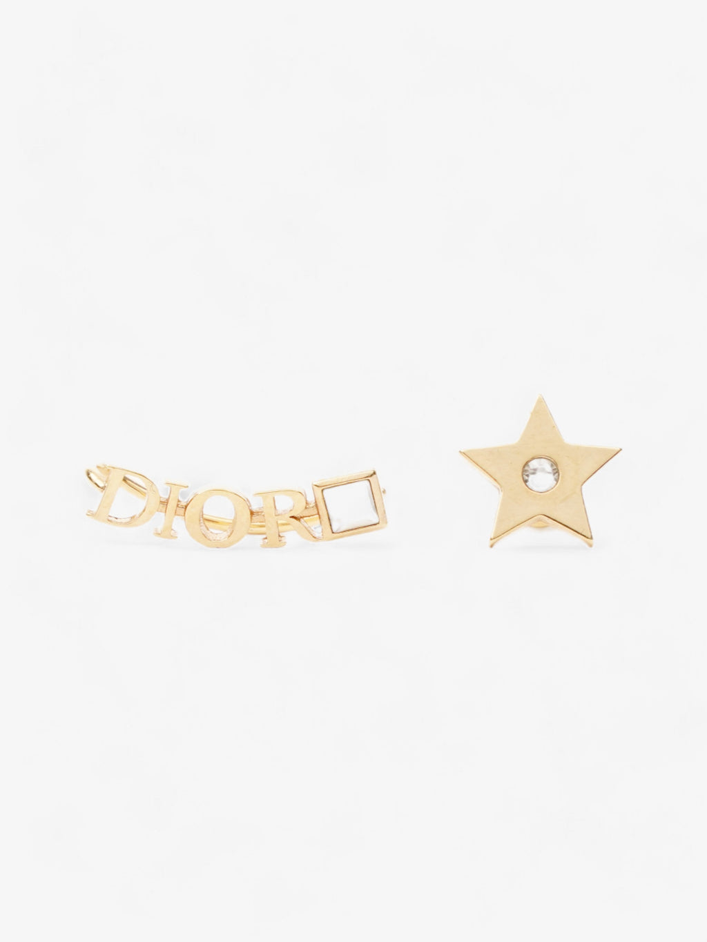 Christian Dior Star Logo Earrings Gold Base Metal