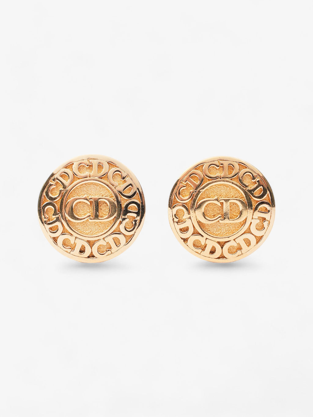 Christian Dior CD Logo Clip On Earrings Gold Base Metal