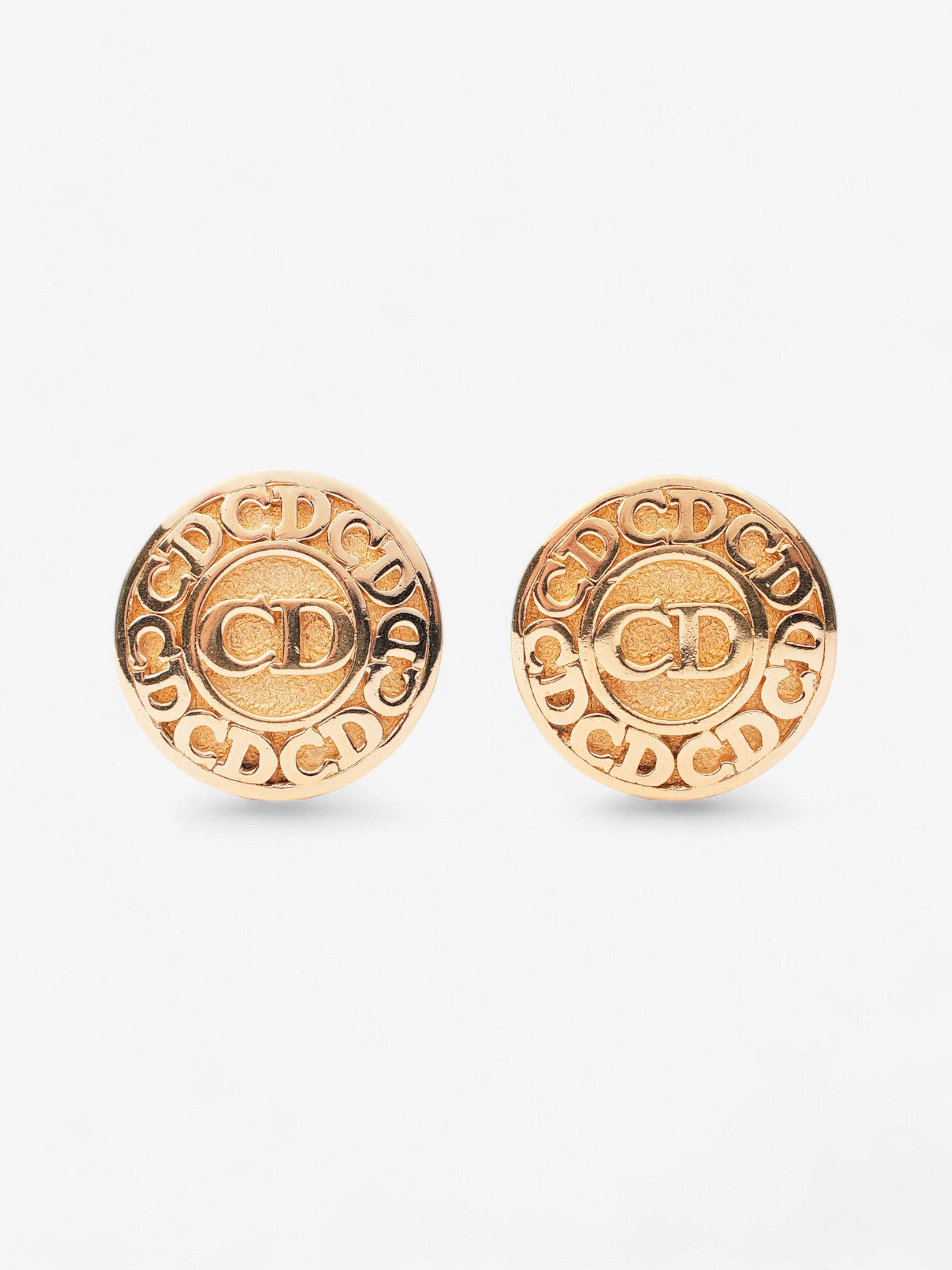 Christian Dior CD Logo Clip On Earrings Gold Base Metal