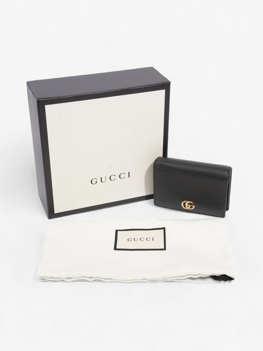 Gucci GG Marmont Leather Compact Wallet Black Grained Leather