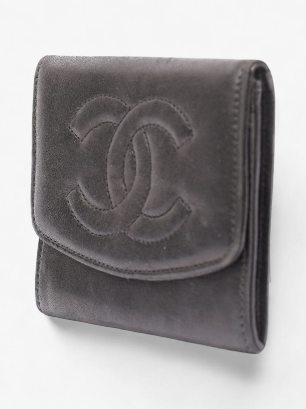 Chanel Coco Mark Lambskin Coin Purse  Black Lambskin Leather