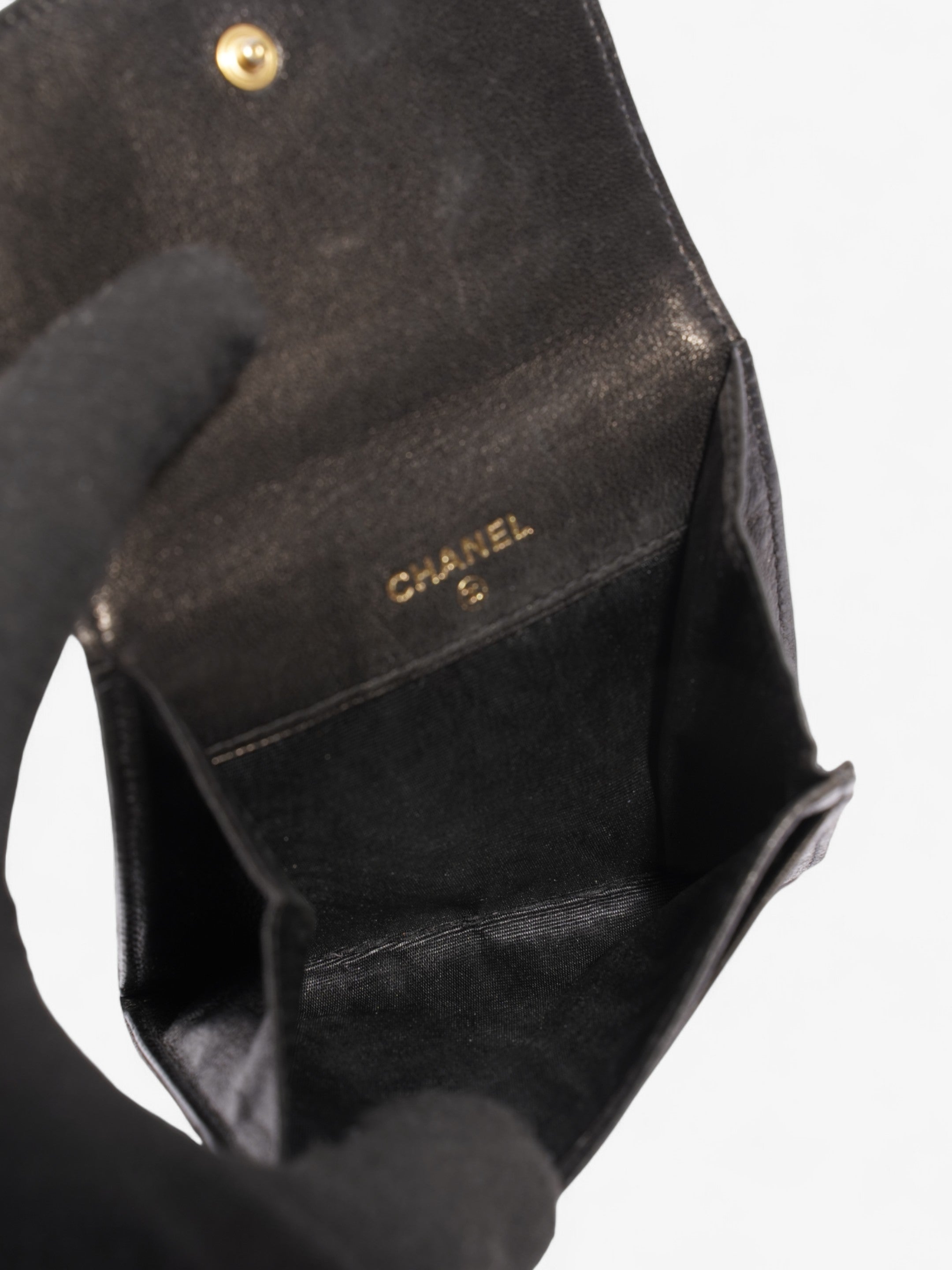 Chanel Coco Mark Lambskin Coin Purse  Black Lambskin Leather