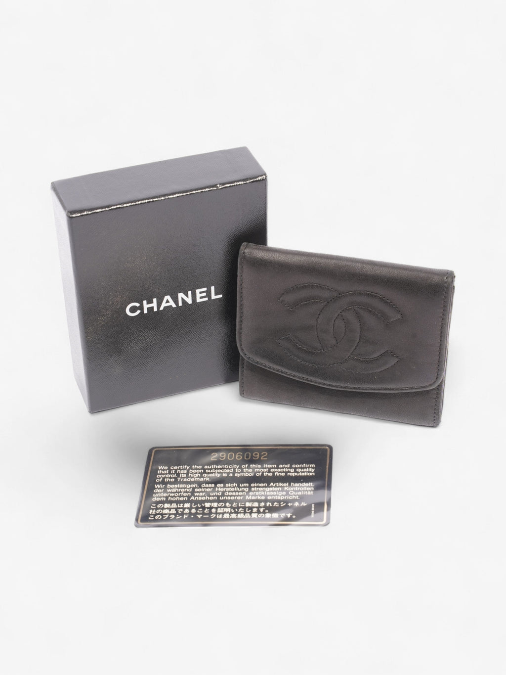 Chanel Coco Mark Lambskin Coin Purse  Black Lambskin Leather