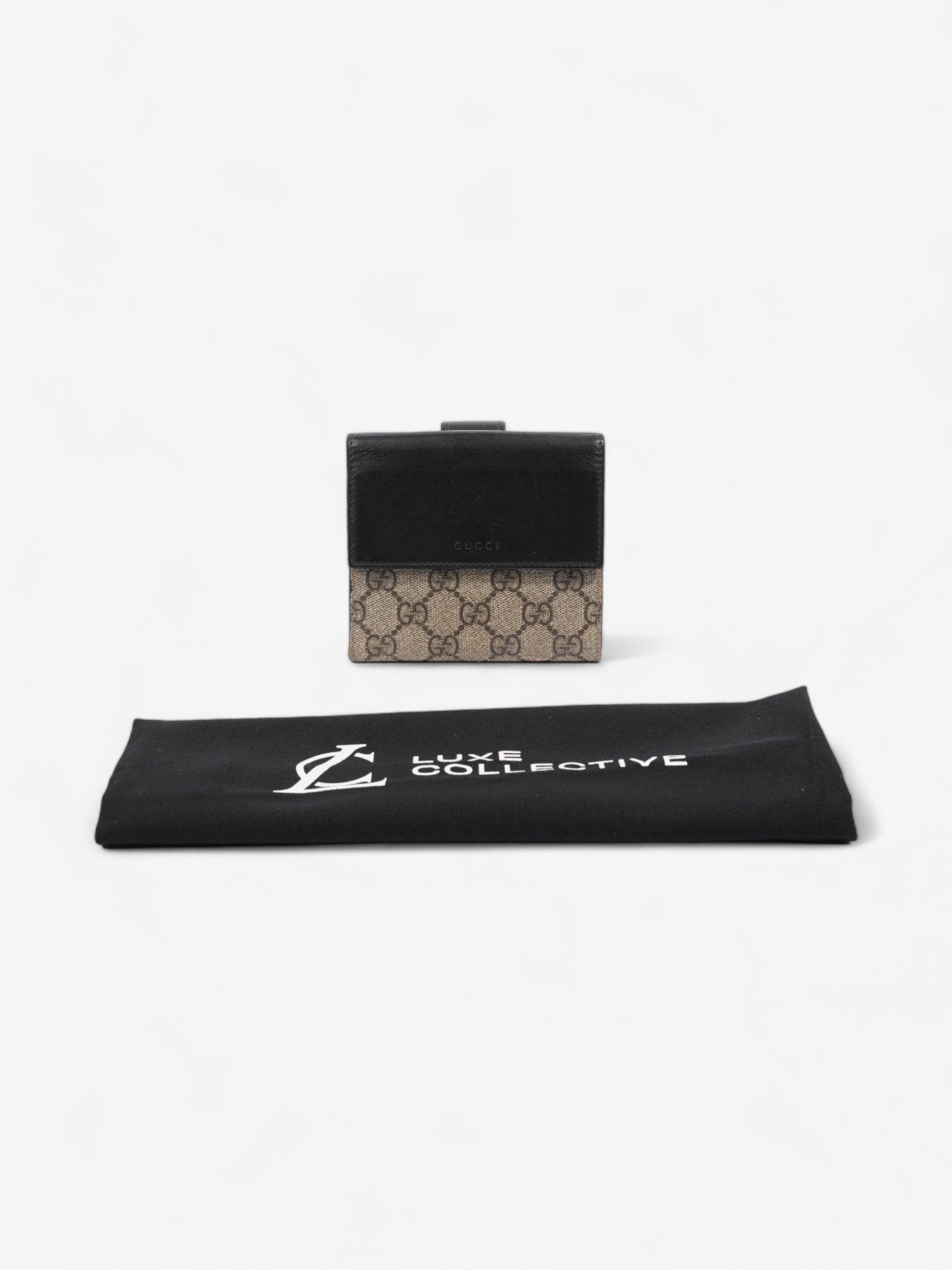 Gucci Padlock Wallet Beige And Ebony GG Supreme / Black Coated Canvas