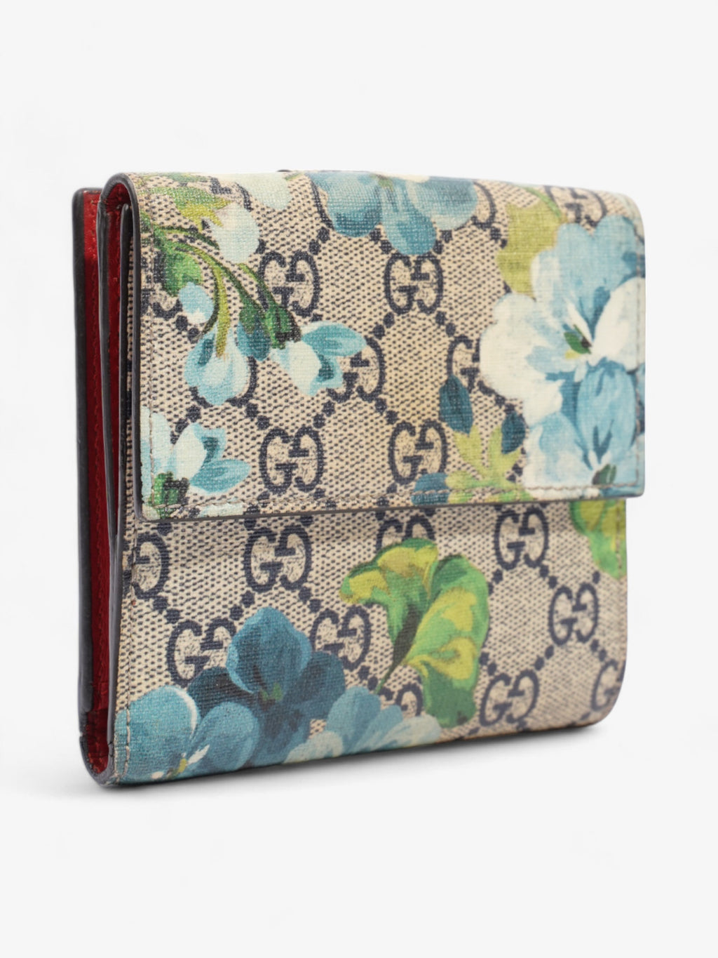 Gucci Monogram Blooms French Flap Wallet GG Supreme / Blue Coated Canvas