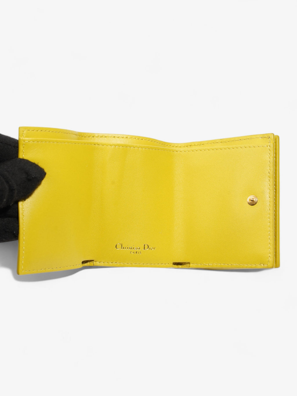 Christian Dior 30 Montaigne Compact Wallet Yellow Leather