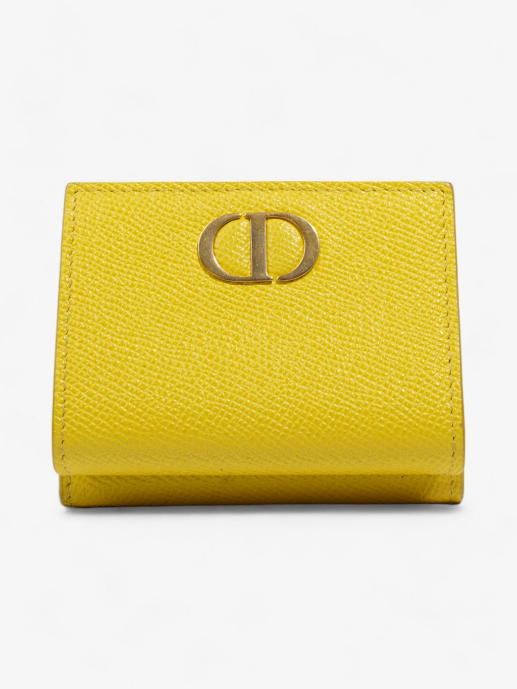 Christian Dior 30 Montaigne Compact Wallet Yellow Leather