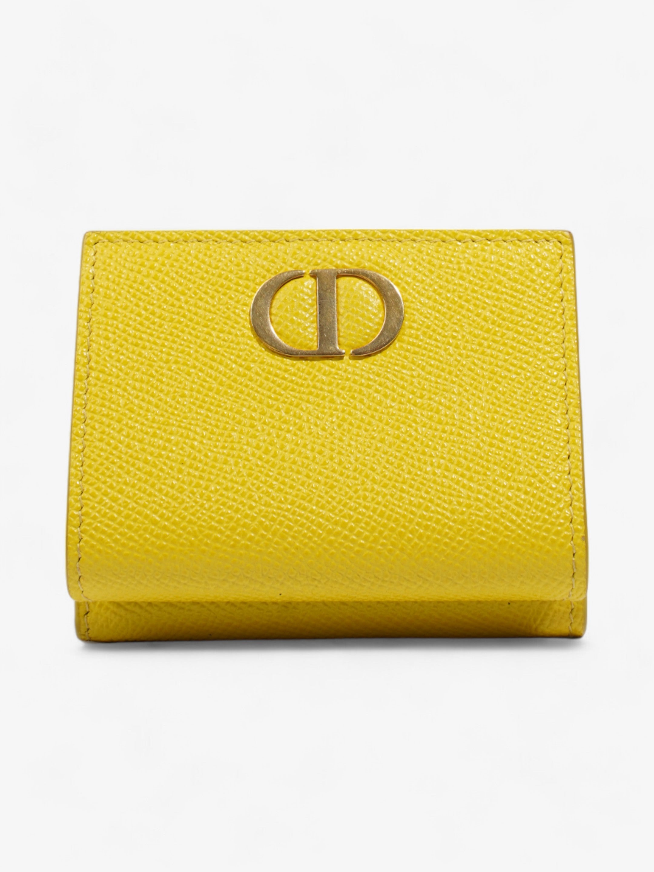 Christian Dior 30 Montaigne Compact Wallet Yellow Leather