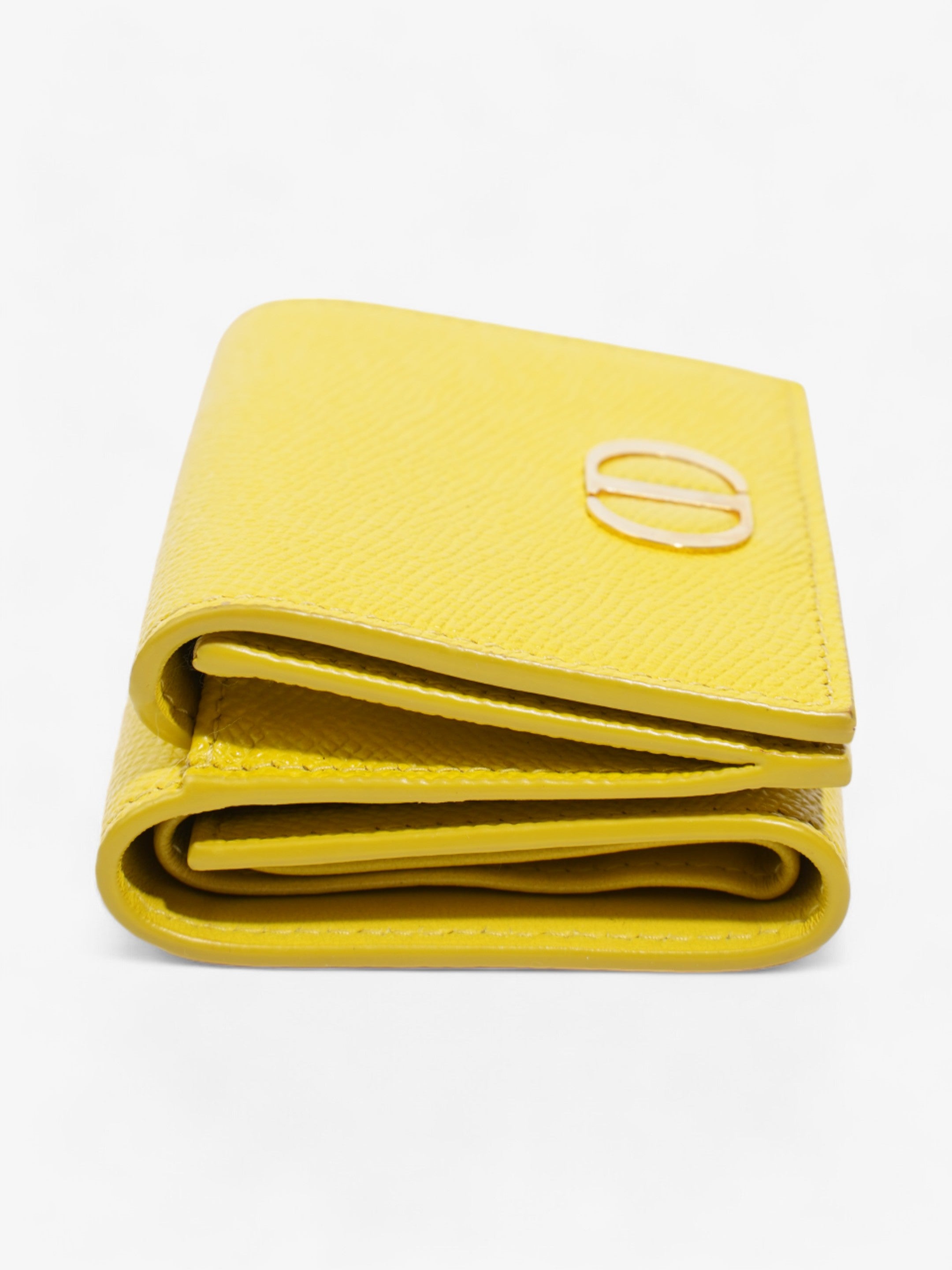 Christian Dior 30 Montaigne Compact Wallet Yellow Leather