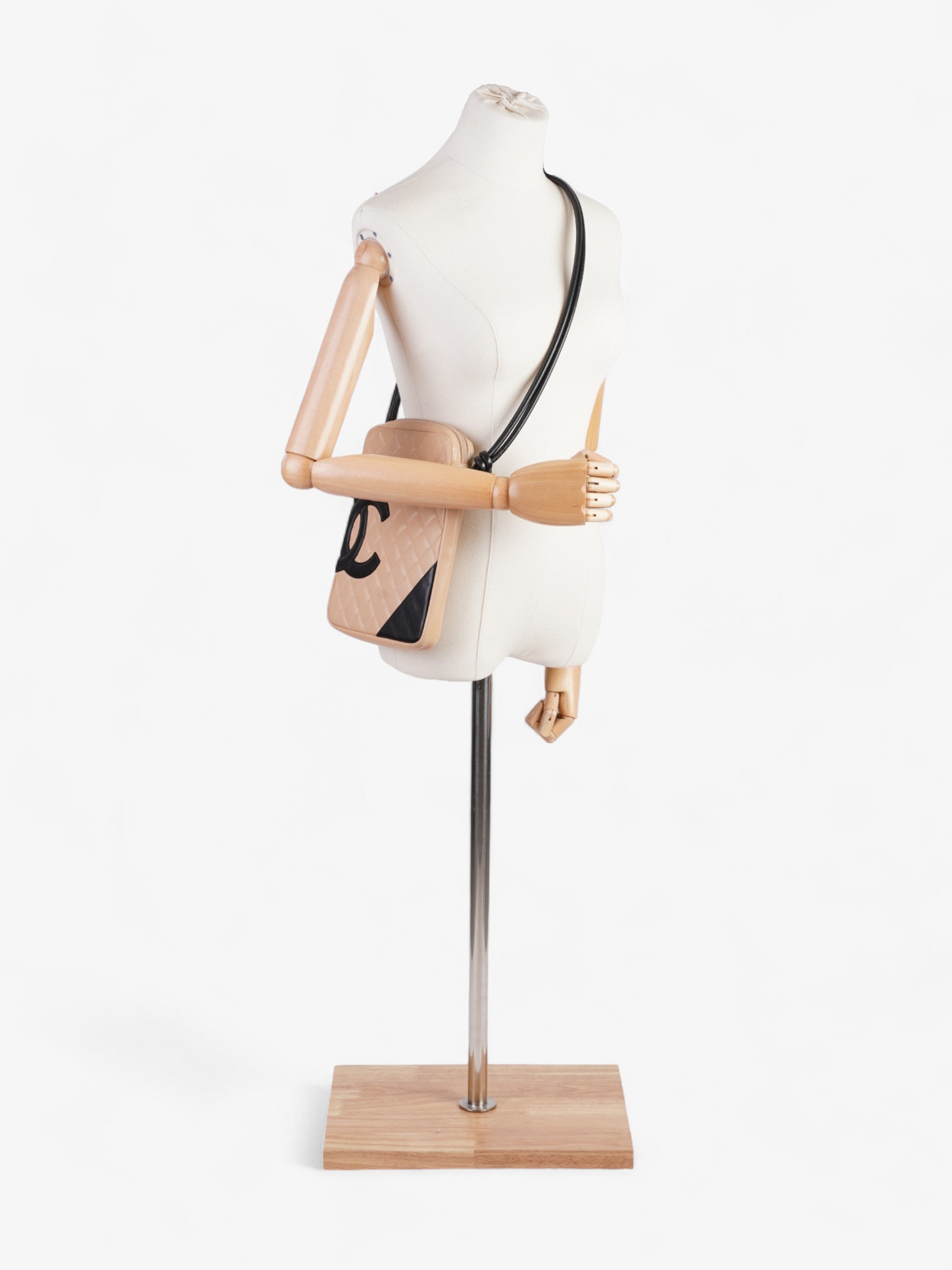 Chanel Cambon Beige / Black Lambskin Leather