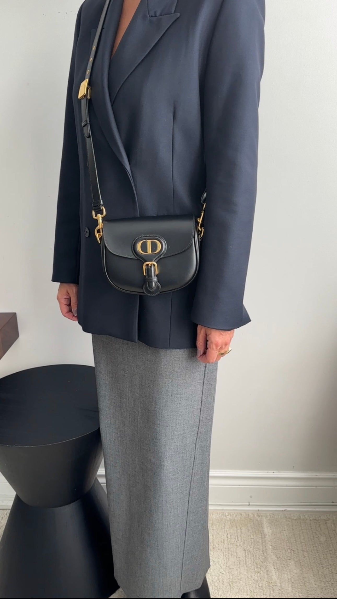 Dior Black Box Leather Small Bobby Crossbody Saddle Bag