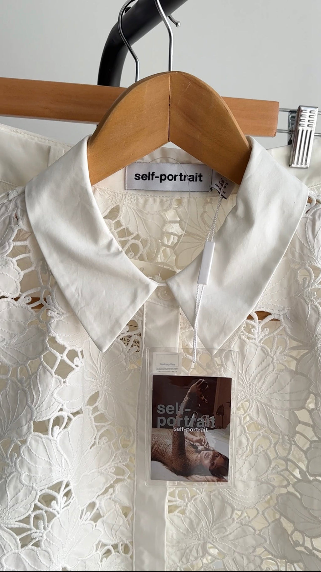 Self Portrait White Cotton Guipuire Lace Shirt - S / M