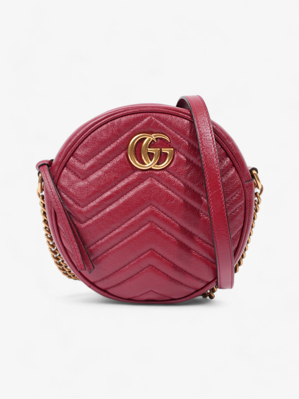 Gucci Marmont Round Bag Red Matelasse Leather
