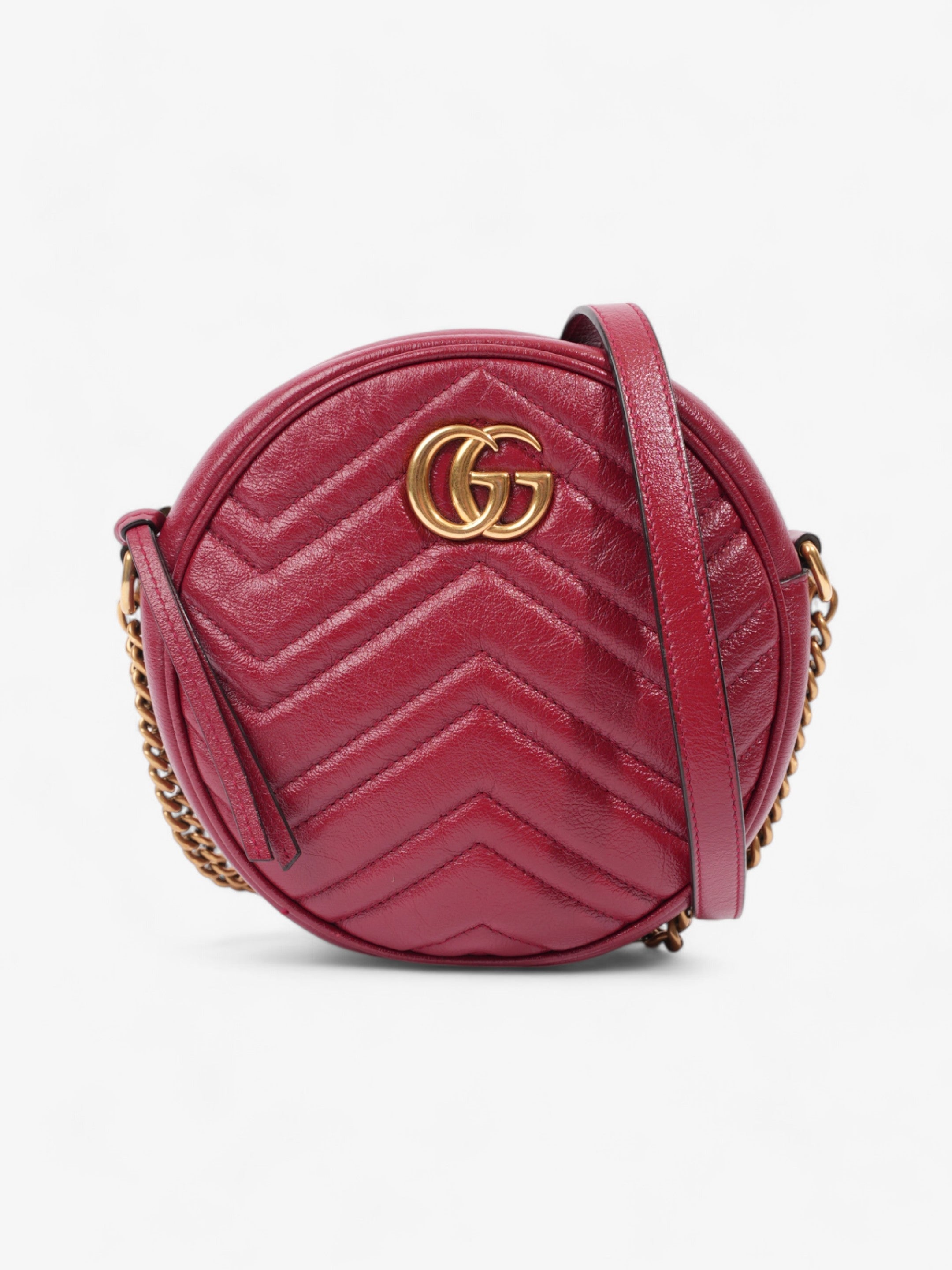 Gucci Marmont Round Bag Red Matelasse Leather