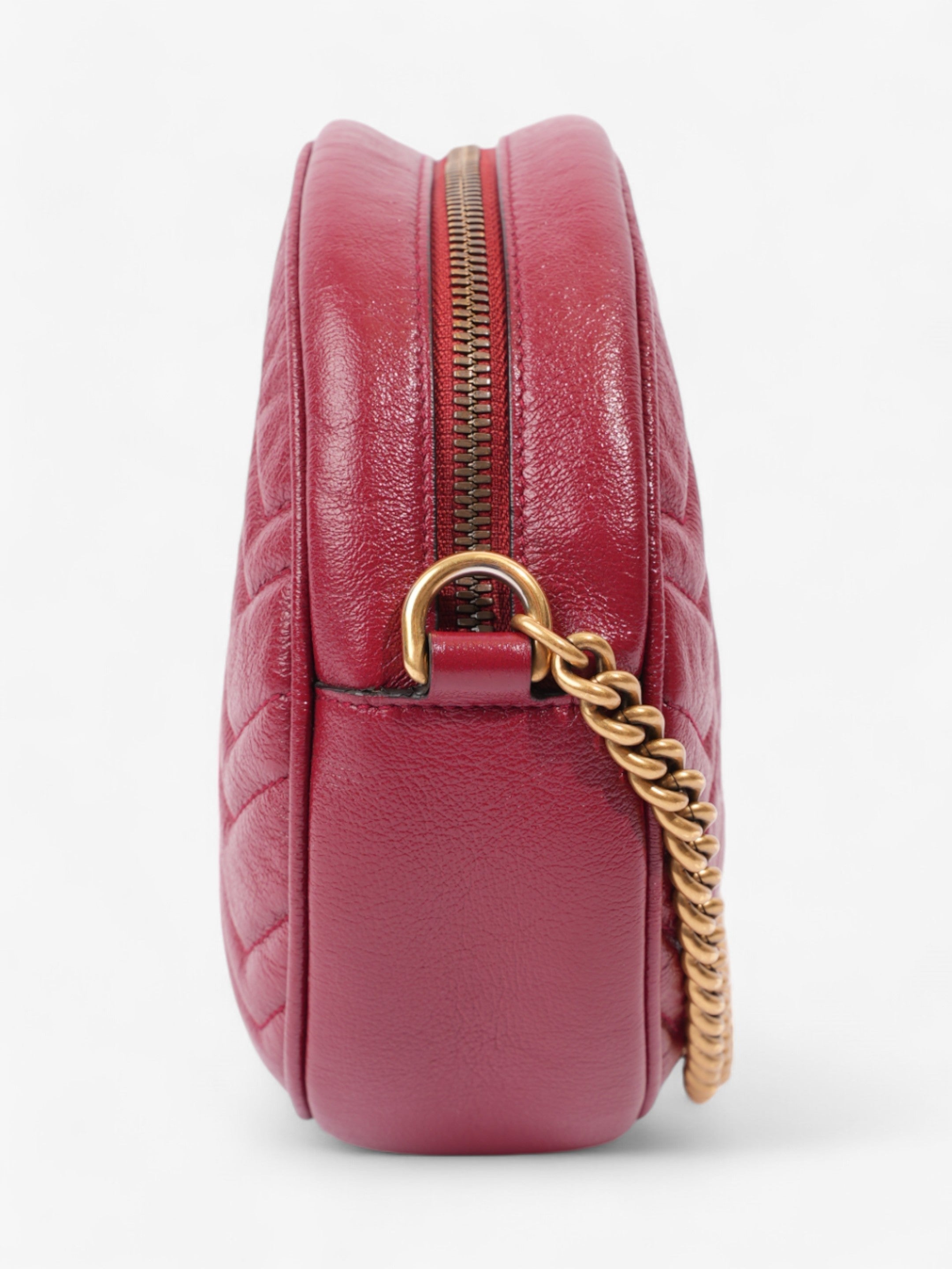 Gucci Marmont Round Bag Red Matelasse Leather