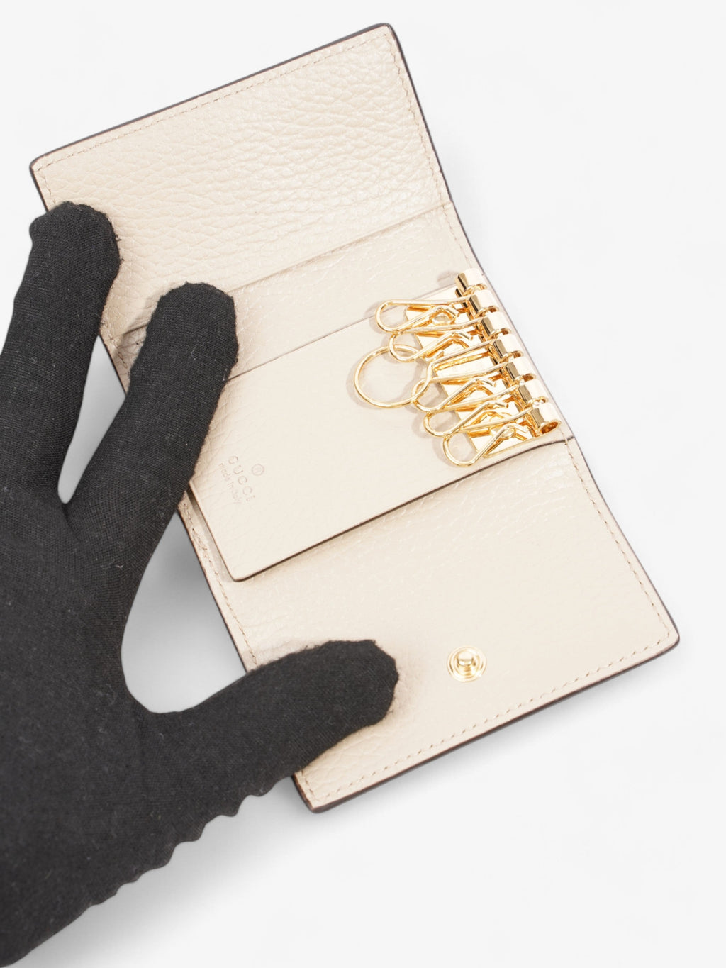 Gucci Key Case Beige Leather