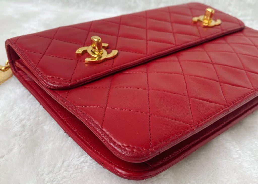 Chanel Vintage Timeless Classic CC Double Turn Lock Bag