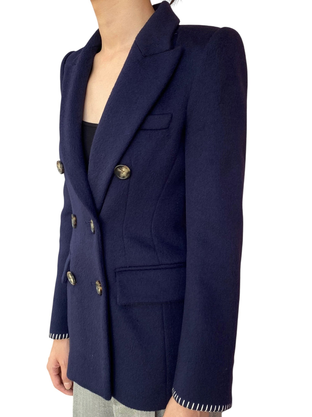 Khaite Navy Darla Double Breasted Wool Blazer - US 0 / XS