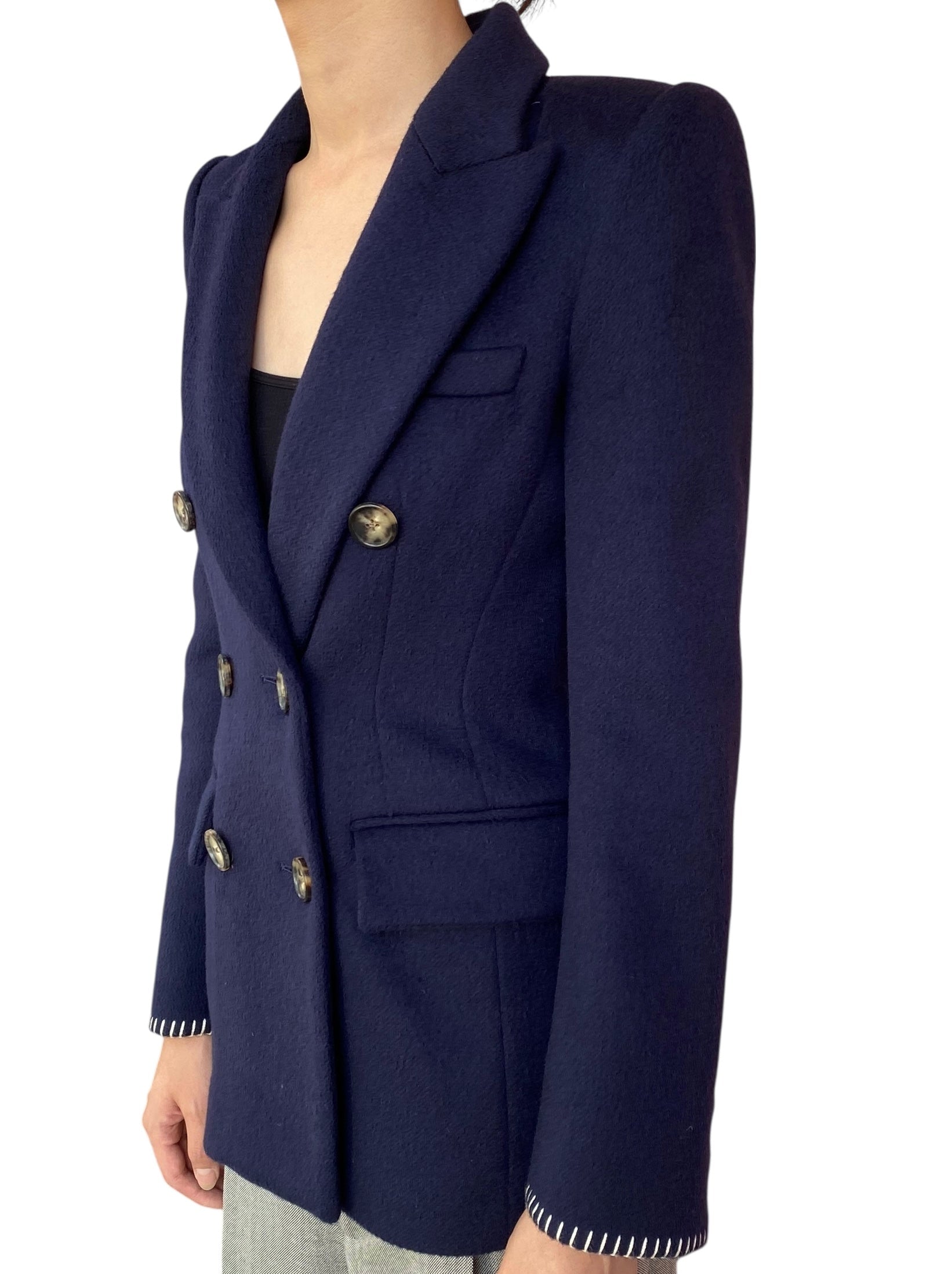 Khaite Navy Darla Double Breasted Wool Blazer - US 0 / XS