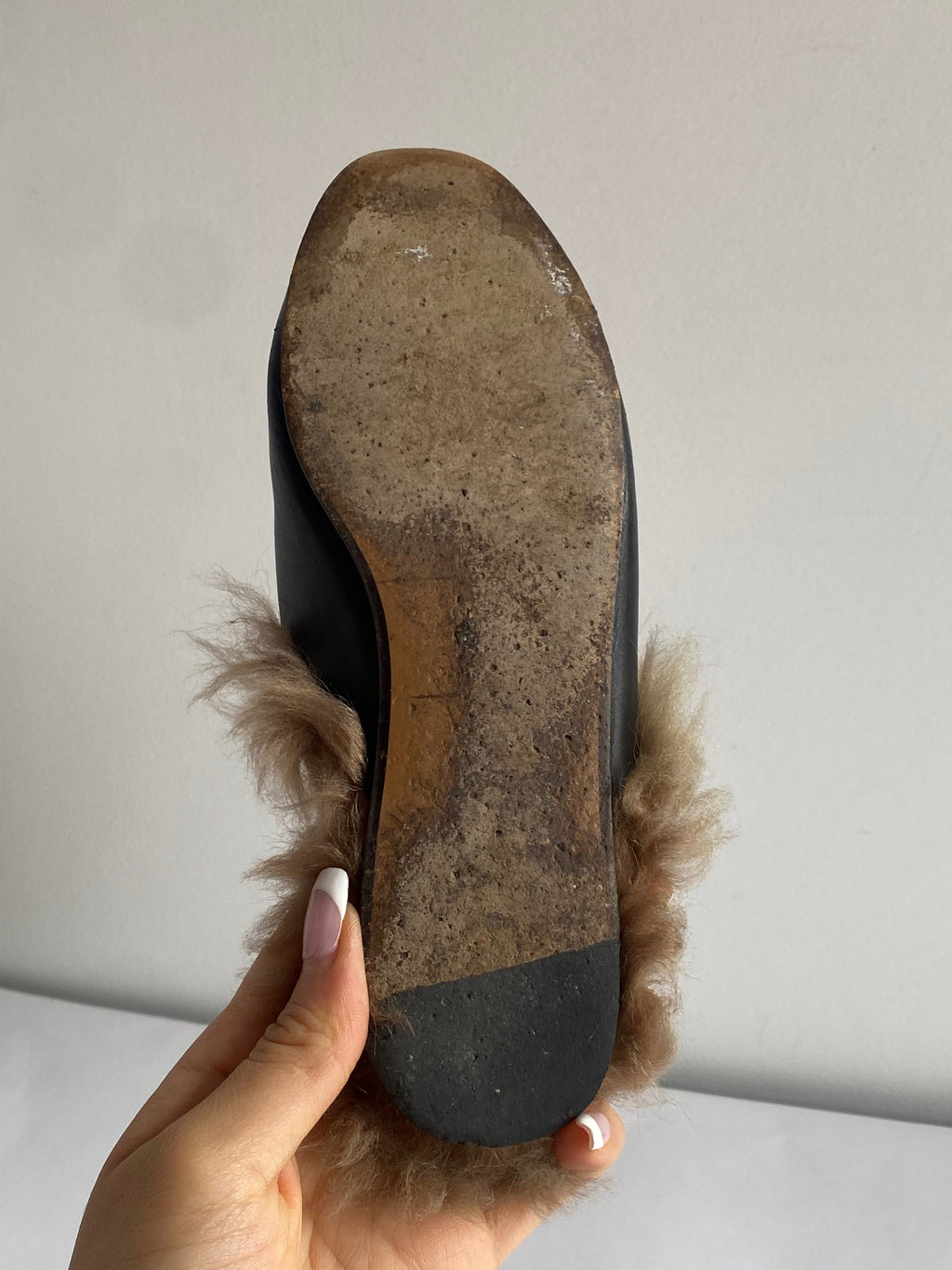 Gucci Black Horsebit Tiger Fur Mule - 36
