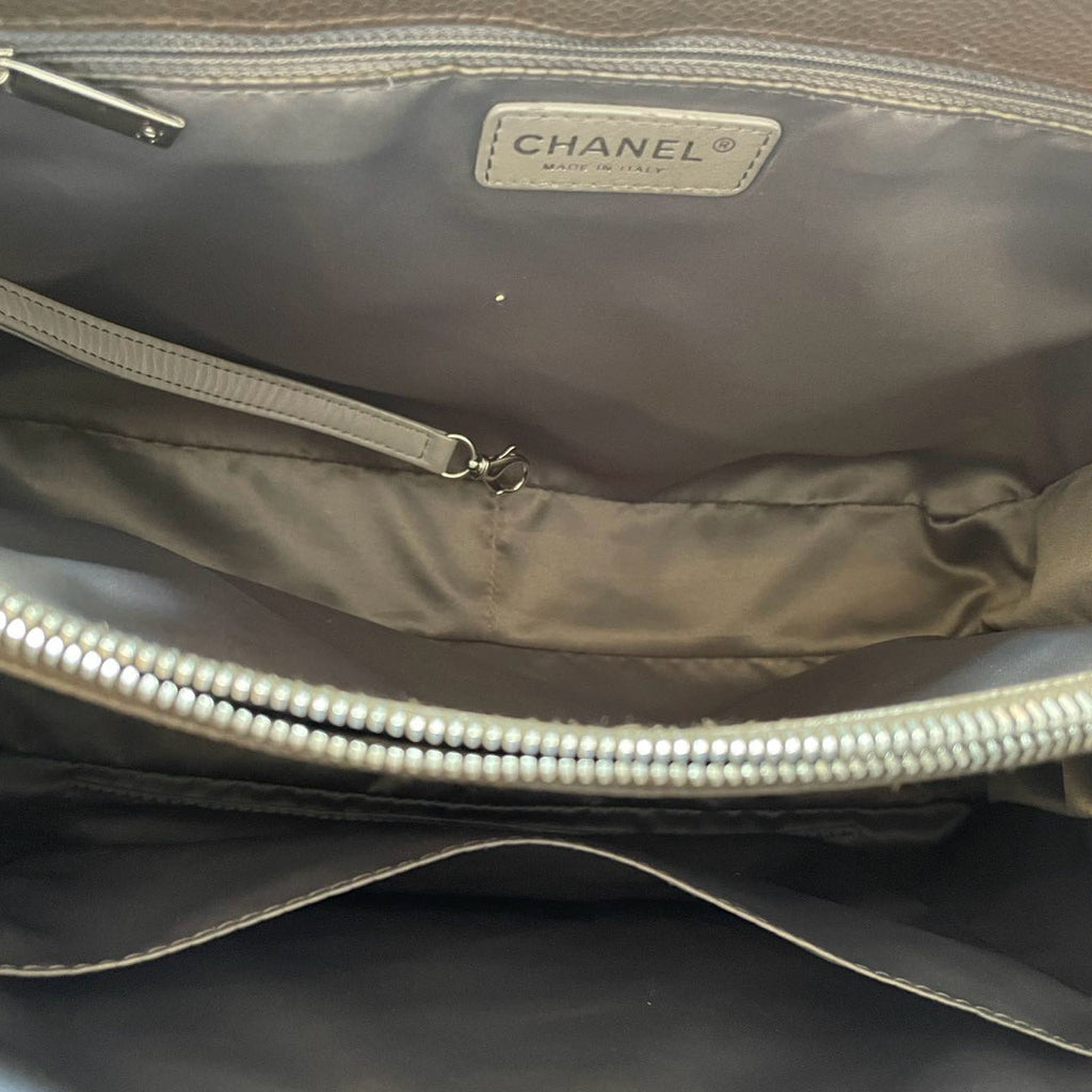 Chanel Brown GST Grand Shopping Tote  Bag in Caviar Leather with  Silver Hardware