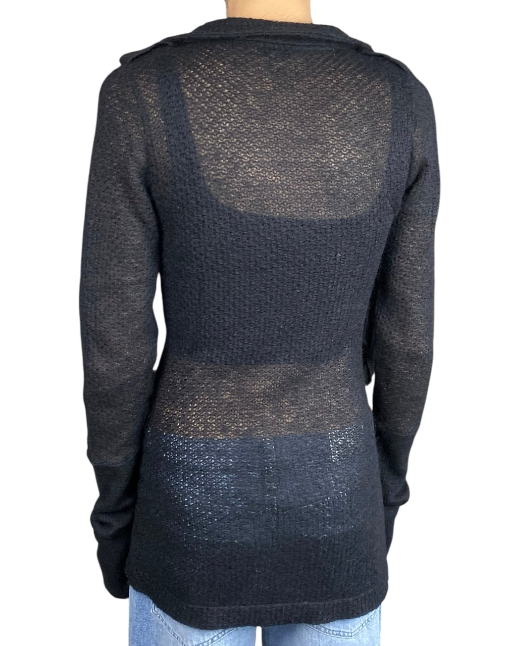 Burberry Black Knit Mohair Blend Trench igan - S