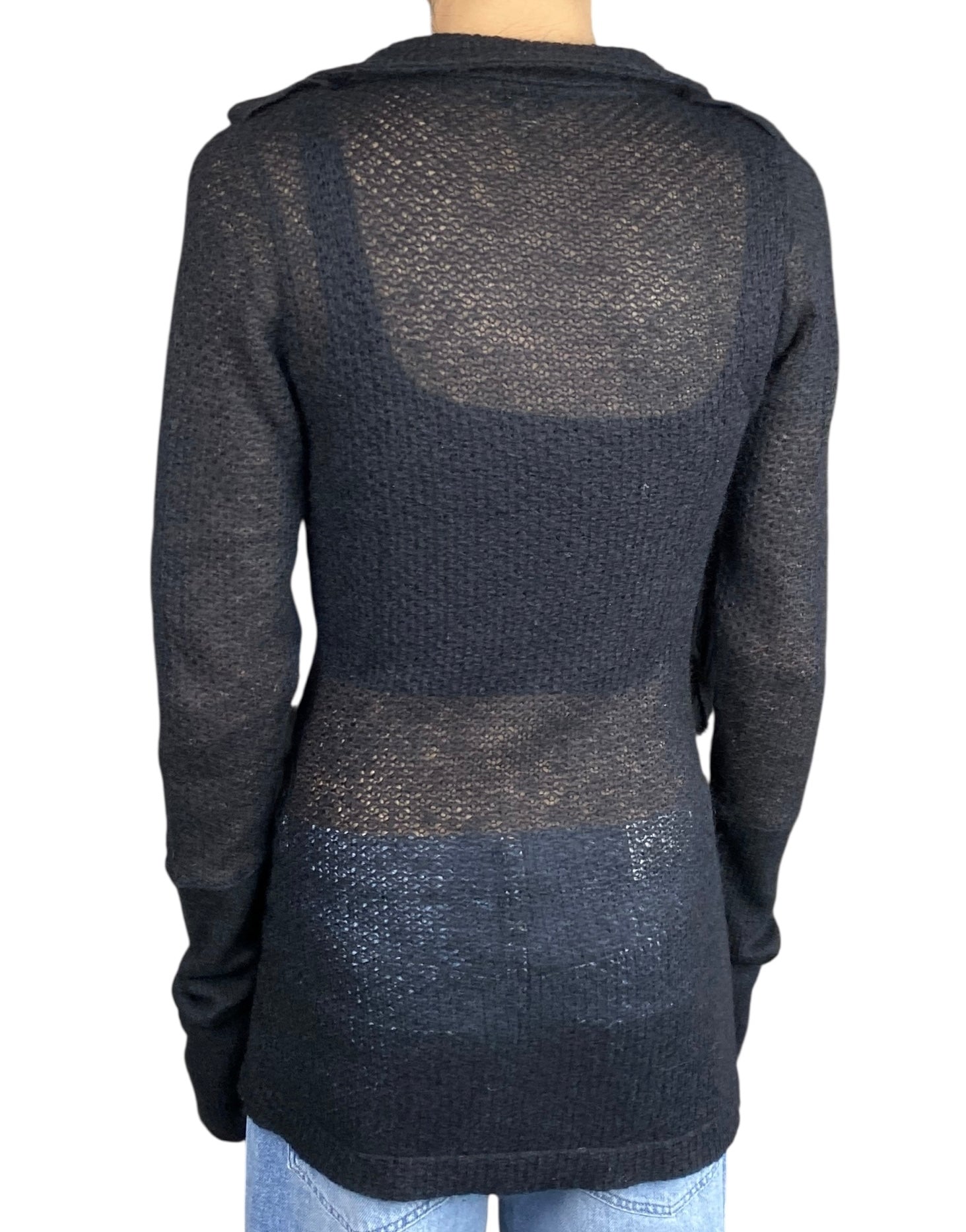 Burberry Black Knit Mohair Blend Trench igan - S
