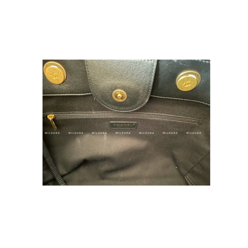 Chanel Black Large Deauville Tote Bag in Calfskin Leather Limited Edition