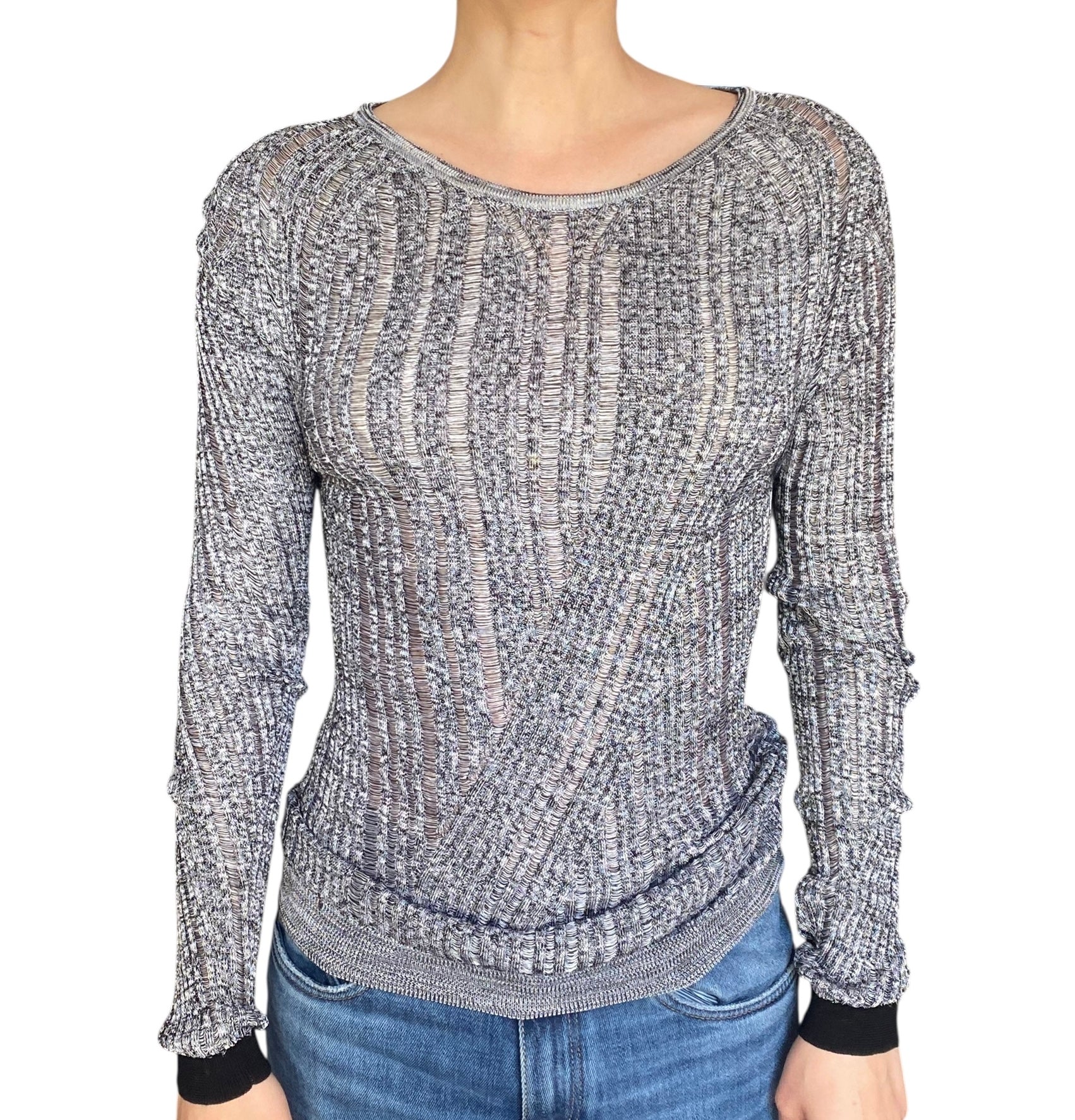 Acne Studios Grey Distressed Knit Sweater - L