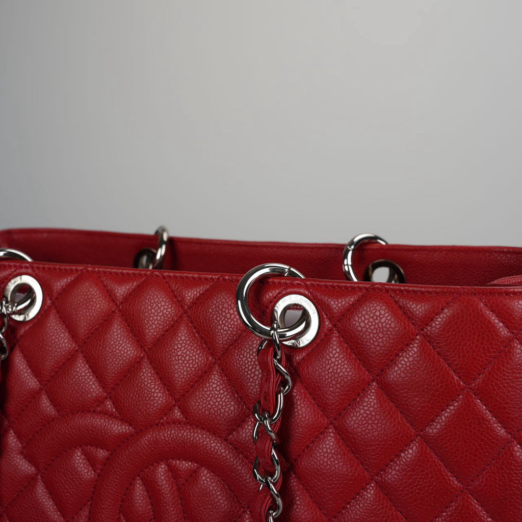 Chanel Red Large Grand Shopping Tote Red GST Bag in Caviar 2011-2012