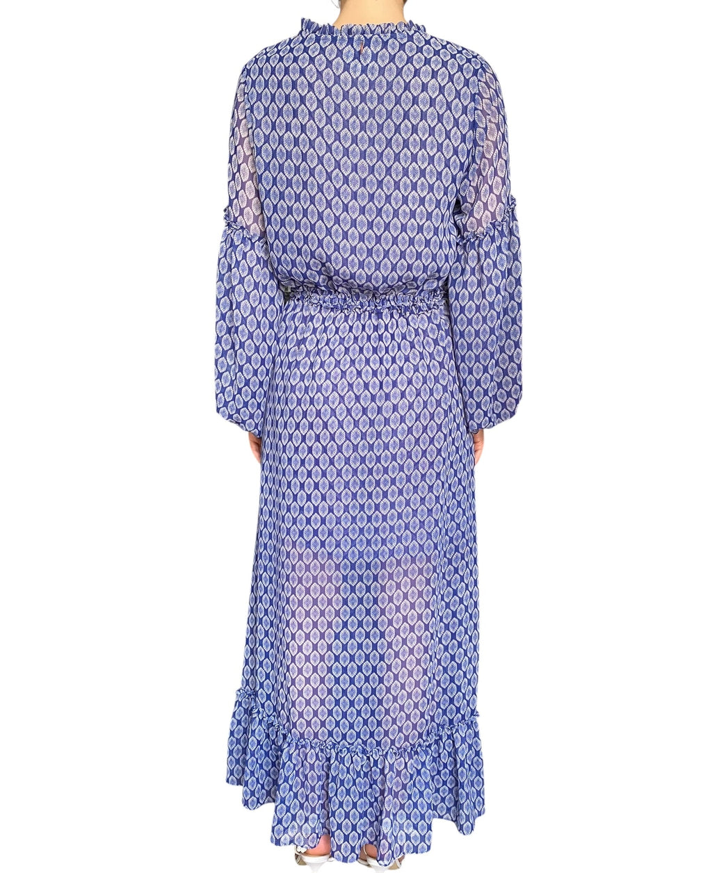 Misa Blue Boho Patterned Gown - S