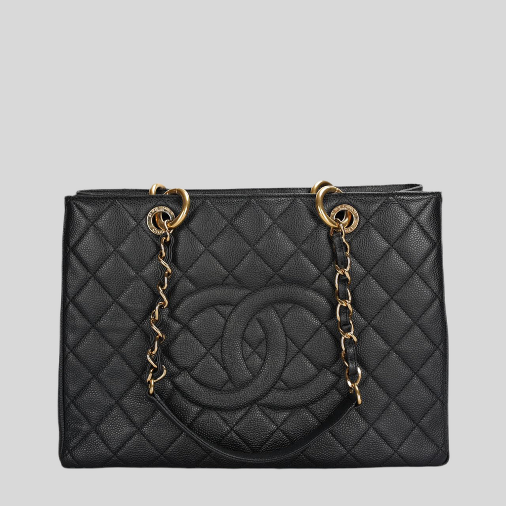 Chanel Black Grand Shopping Tote GST Bag in Caviar Leather with Gold Hardware